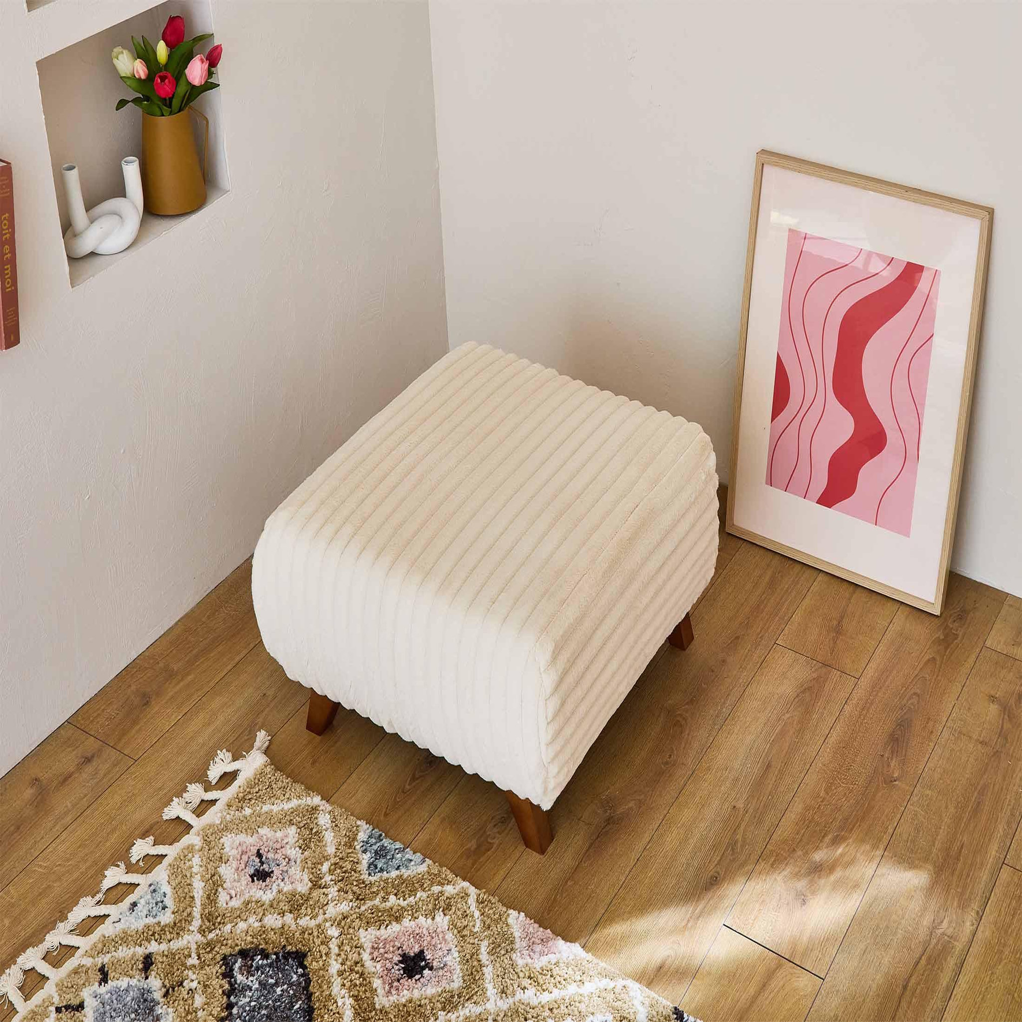Voir la diapositive 4 : BEST MOBILIER Cristal - pouf modulable - 65 cm - en fausse fourrure côtelée