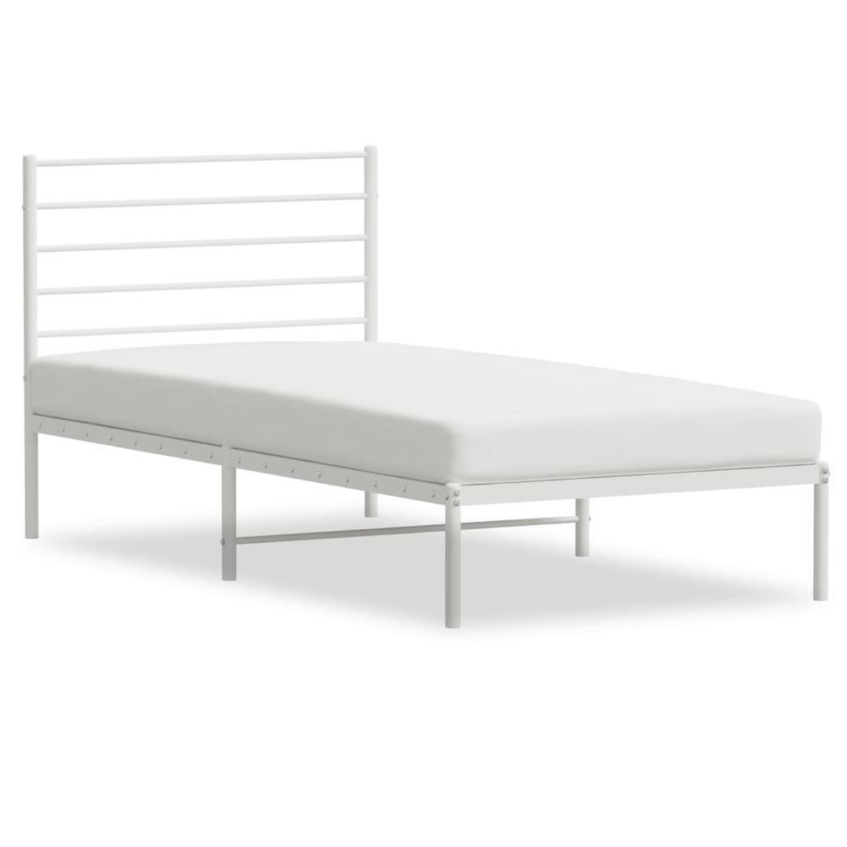 VIDAXL Cadre de lit metal sans matelas avec tete de lit blanc 75x190cm