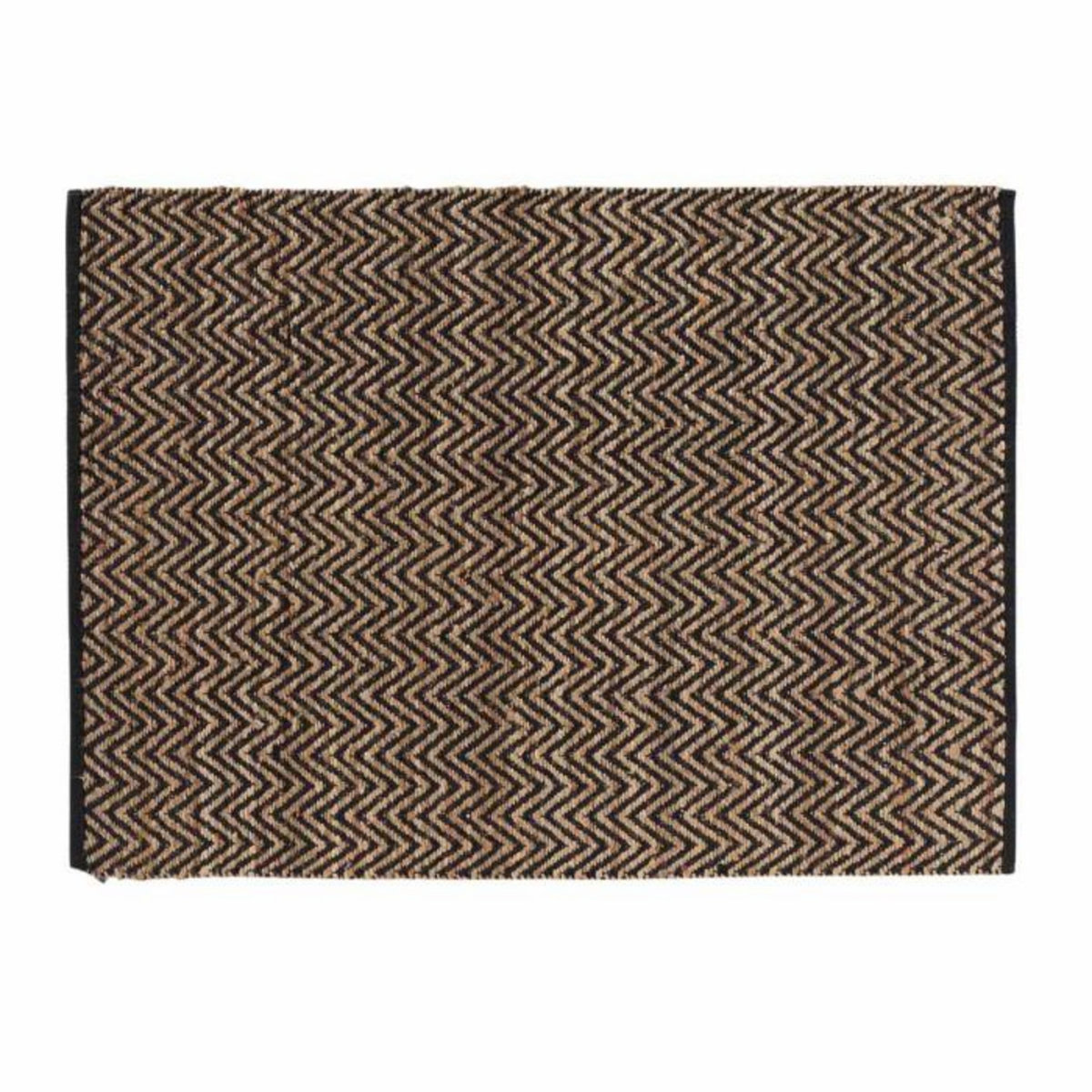 Paris Prix Tapis Déco en Jute  Zigzag  120x170cm Noir & Beige