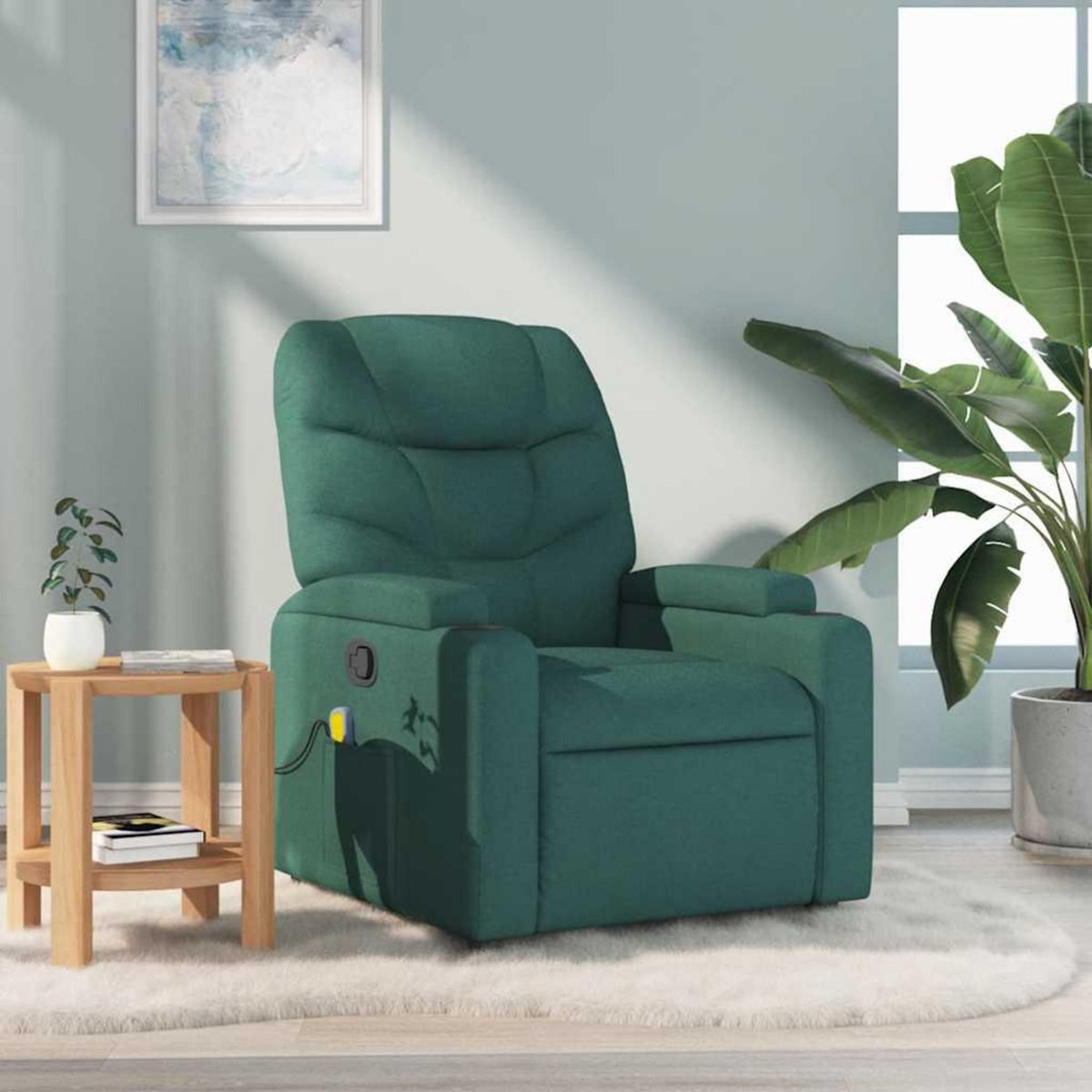 VIDAXL Fauteuil de massage inclinable Vert fonce Tissu