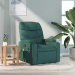 VIDAXL Fauteuil de massage inclinable Vert fonce Tissu