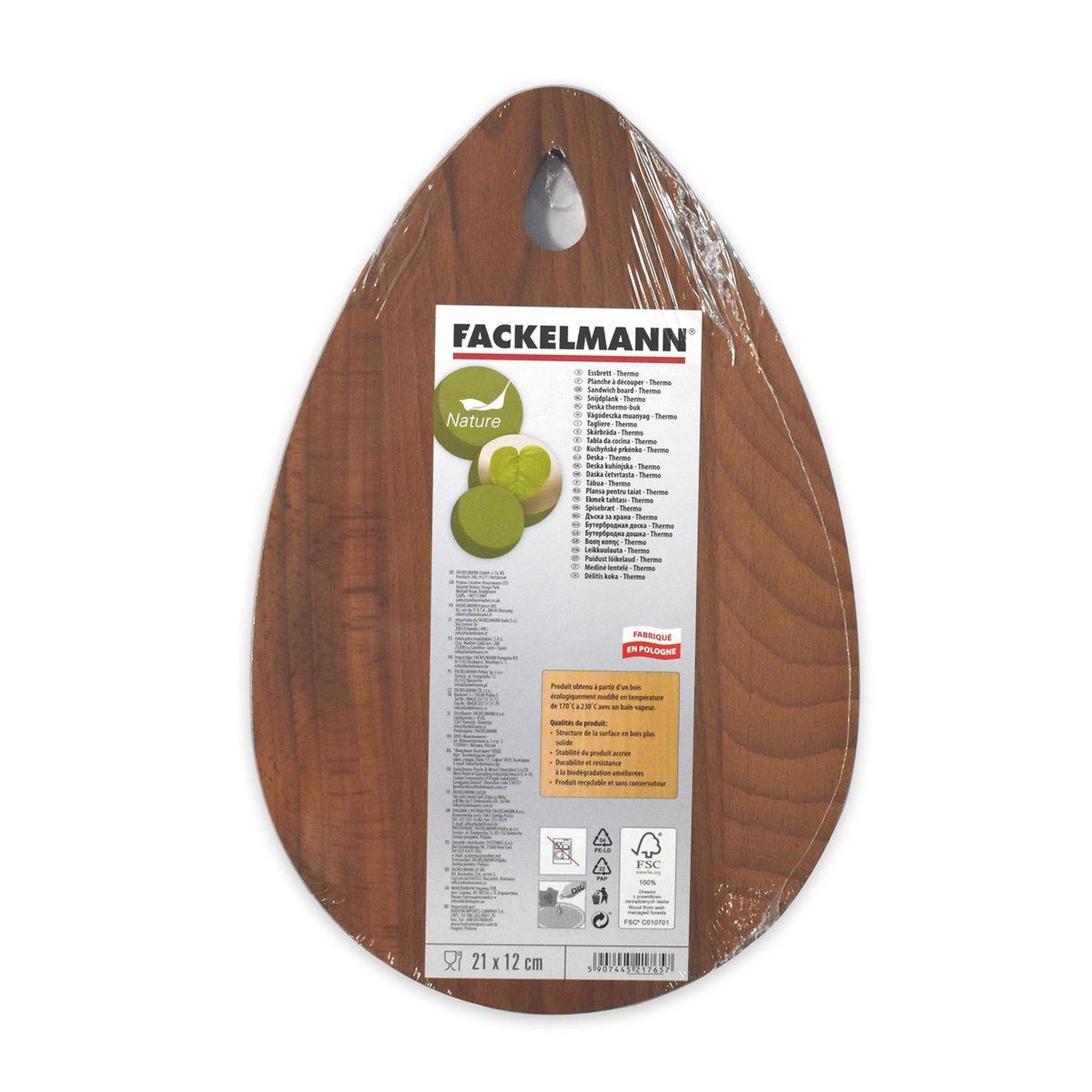 Voir la diapositive 5 : Fackelmann Planche à découper ovale, hêtre foncé 21 x 12 cm fackelmann wood edition