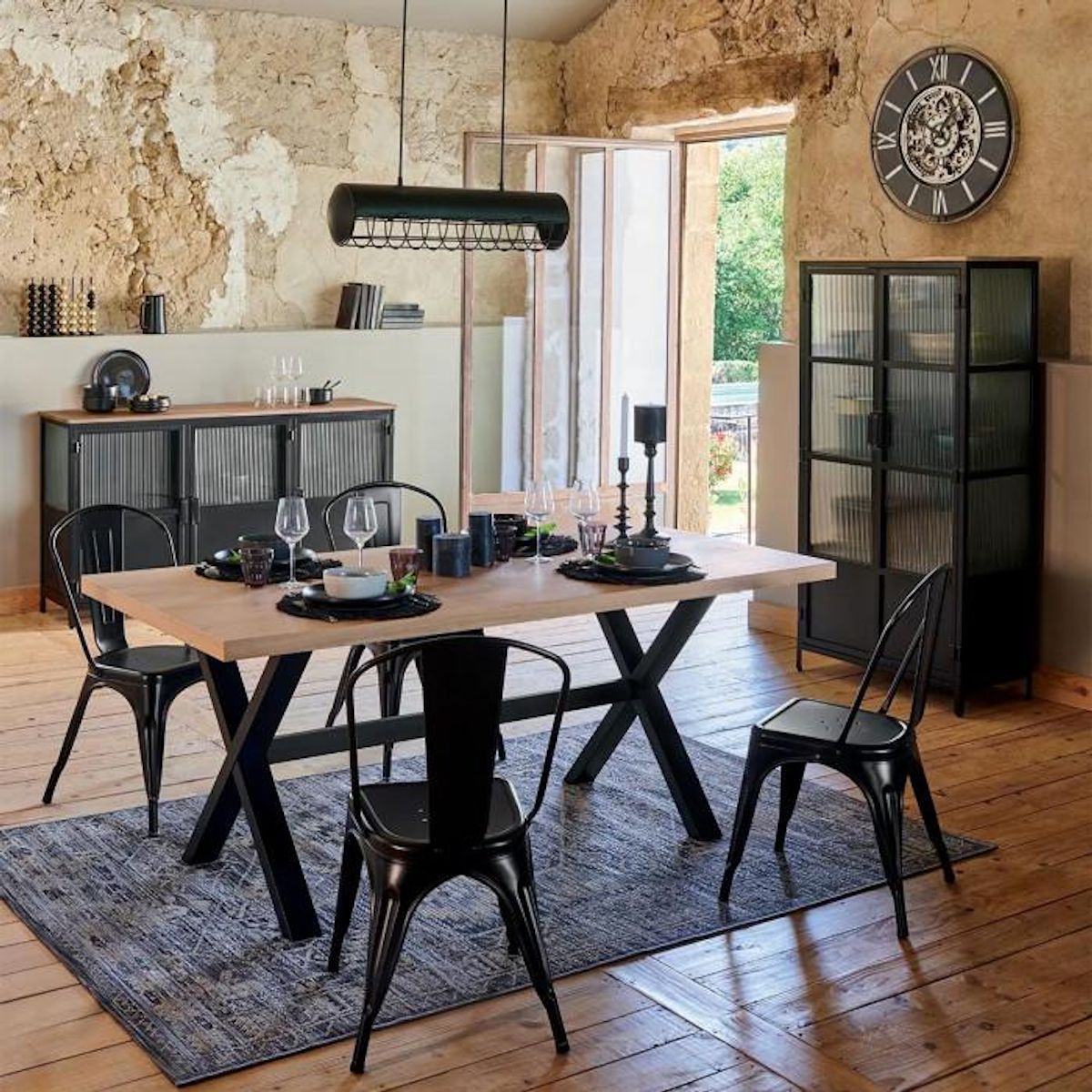 ATMOSPHERA Lot de 4 Chaises Design  Niko  85cm Noir