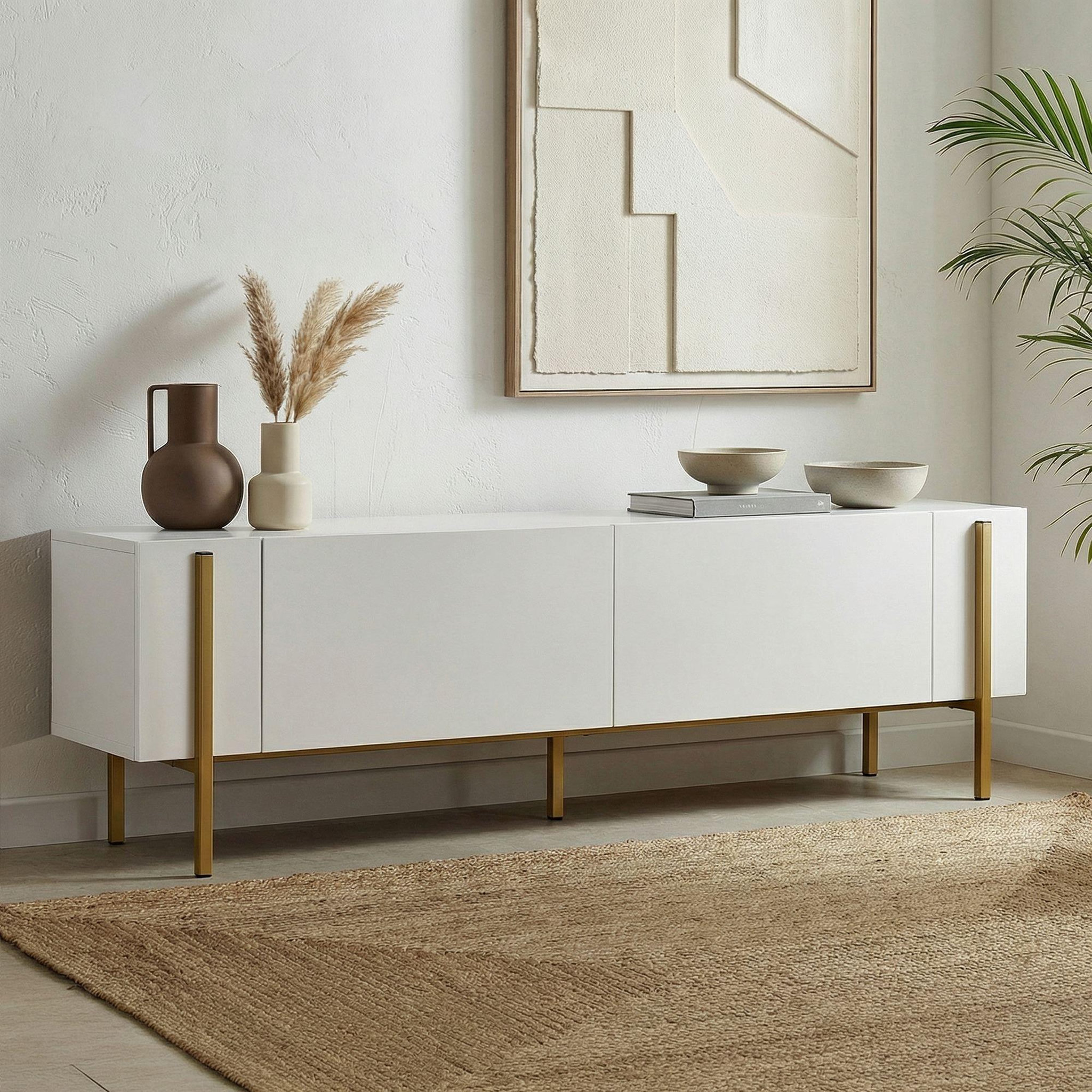 Voir la diapositive 4 : Habitat et Jardin Meuble tv en bois  nexus  - 180 x 30 x 45 cm - blanc / or