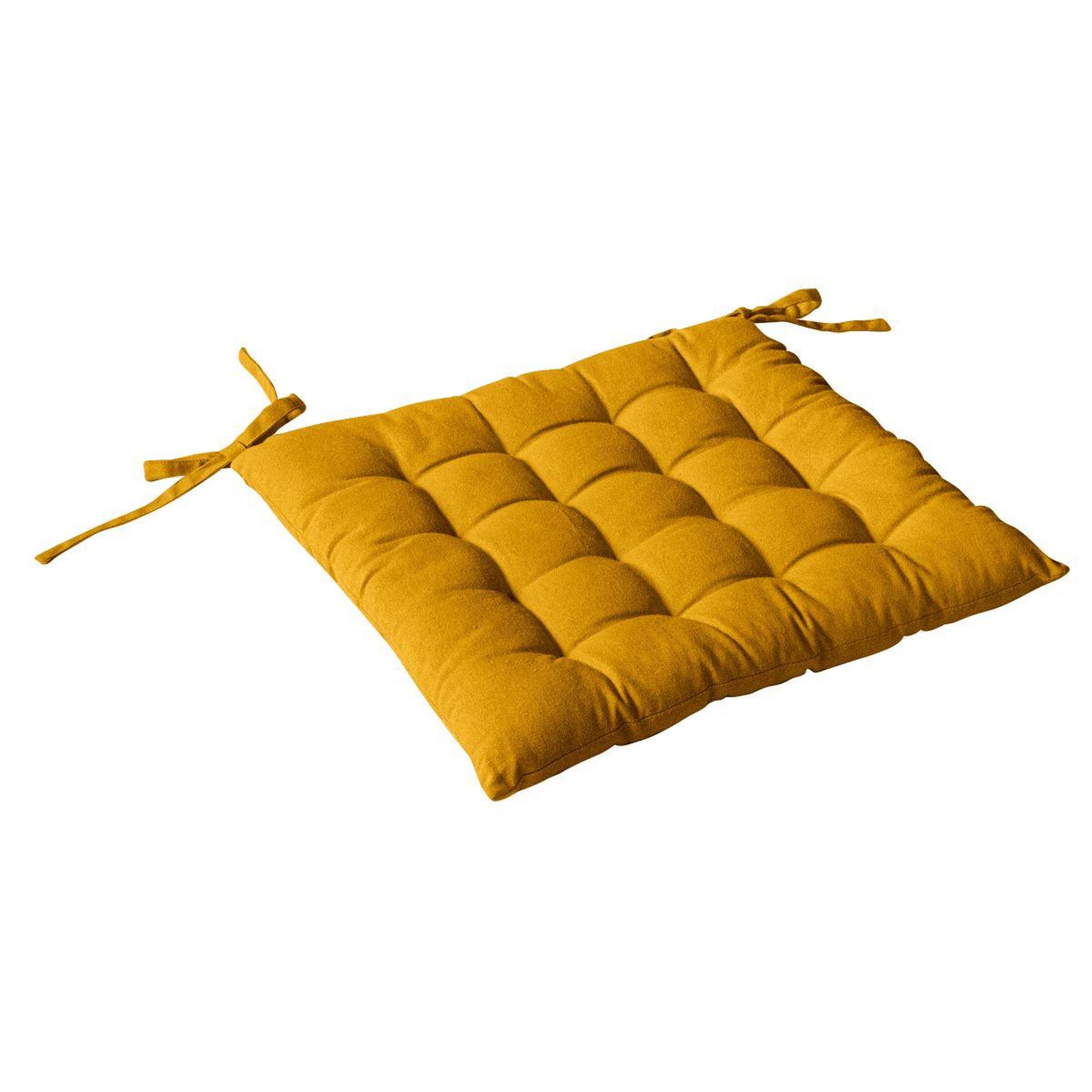 ENJOY HOME Galette de Chaise Piquée Uni  Panama  38x38cm Moutarde