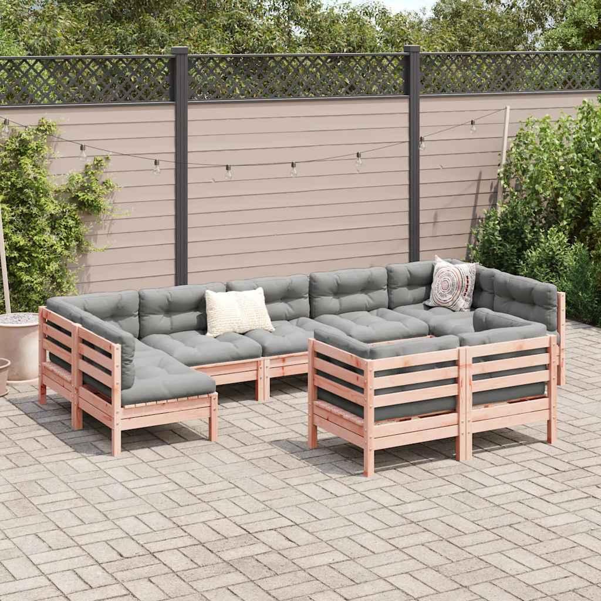 Voir la diapositive 3 : VIDAXL Salon de jardin 9 pcs avec coussins sapin de douglas solide