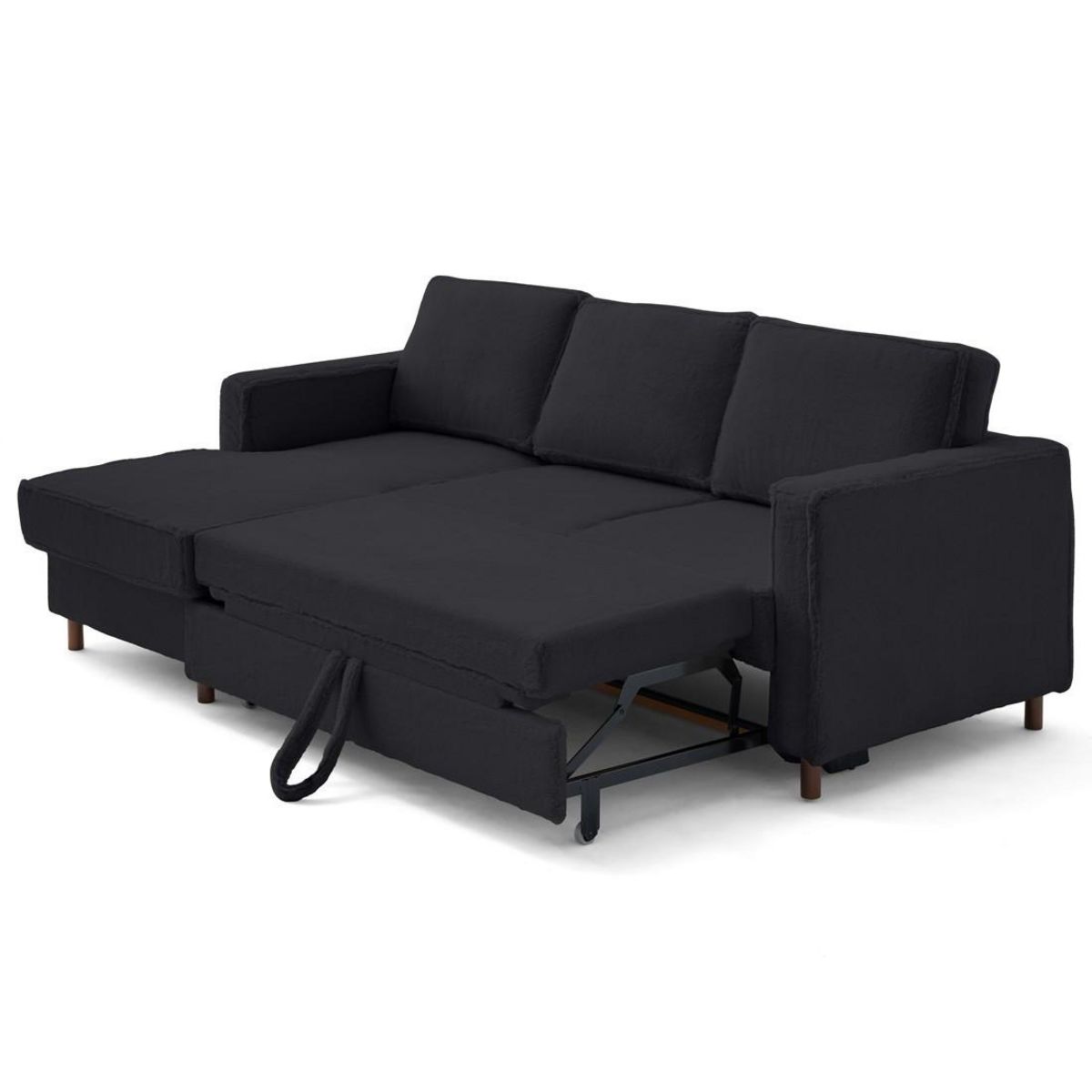 LISA DESIGN Jake - canapé d'angle gauche 4 places convertible avec coffre en fausse fourrure