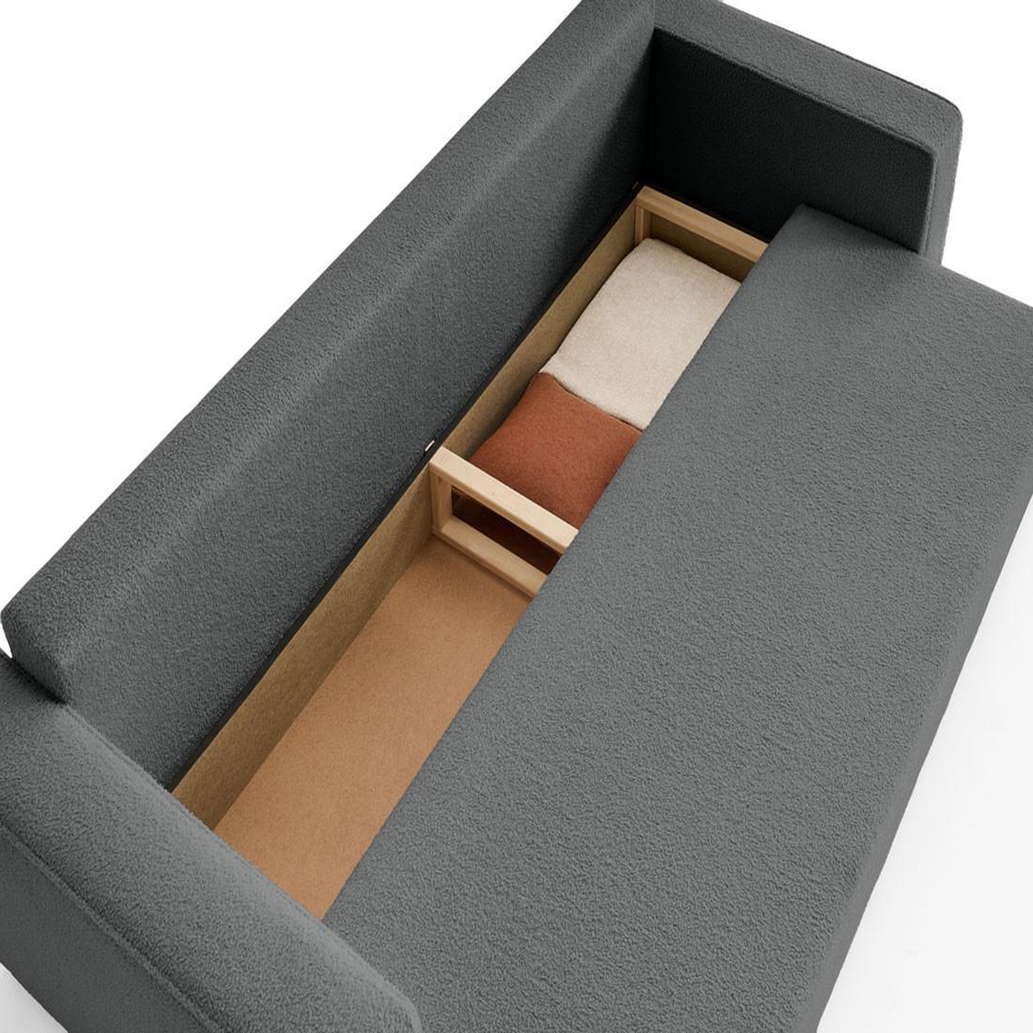Voir la diapositive 4 : BEST MOBILIER Topaze - canapé 3 places - convertible avec coffre - en tissu bouclette