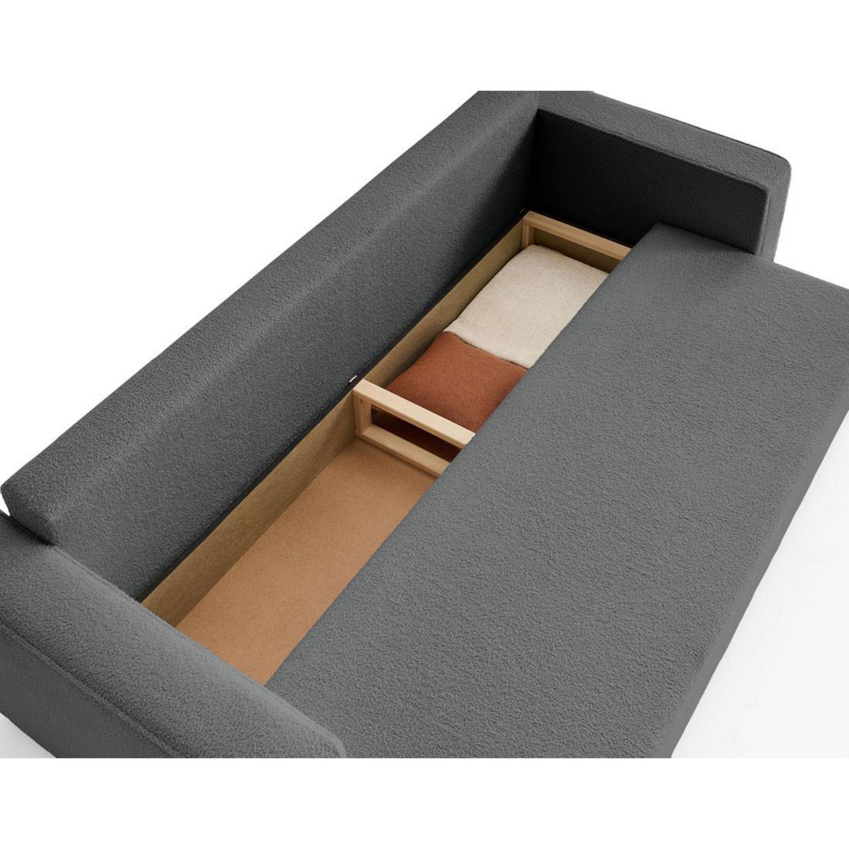 BEST MOBILIER Topaze - canapé 3 places - convertible avec coffre - en tissu bouclette