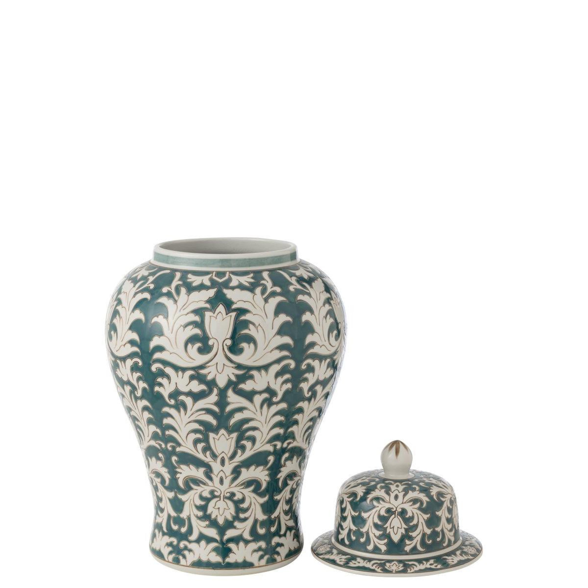 Voir la diapositive 2 : J-LINE Vase déco en verre  victoria  51cm vert & blanc