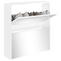 Voir la diapositive 3 : VIDAXL Armoire a chaussures miroir 2 niveaux Blanc brillant 63x17x67cm