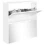 Voir la diapositive 3 : VIDAXL Armoire a chaussures miroir 2 niveaux Blanc brillant 63x17x67cm