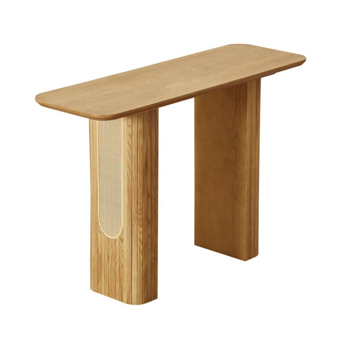 LISA DESIGN Milazzo - console - bois plaqué chêne et cannage - 120 cm