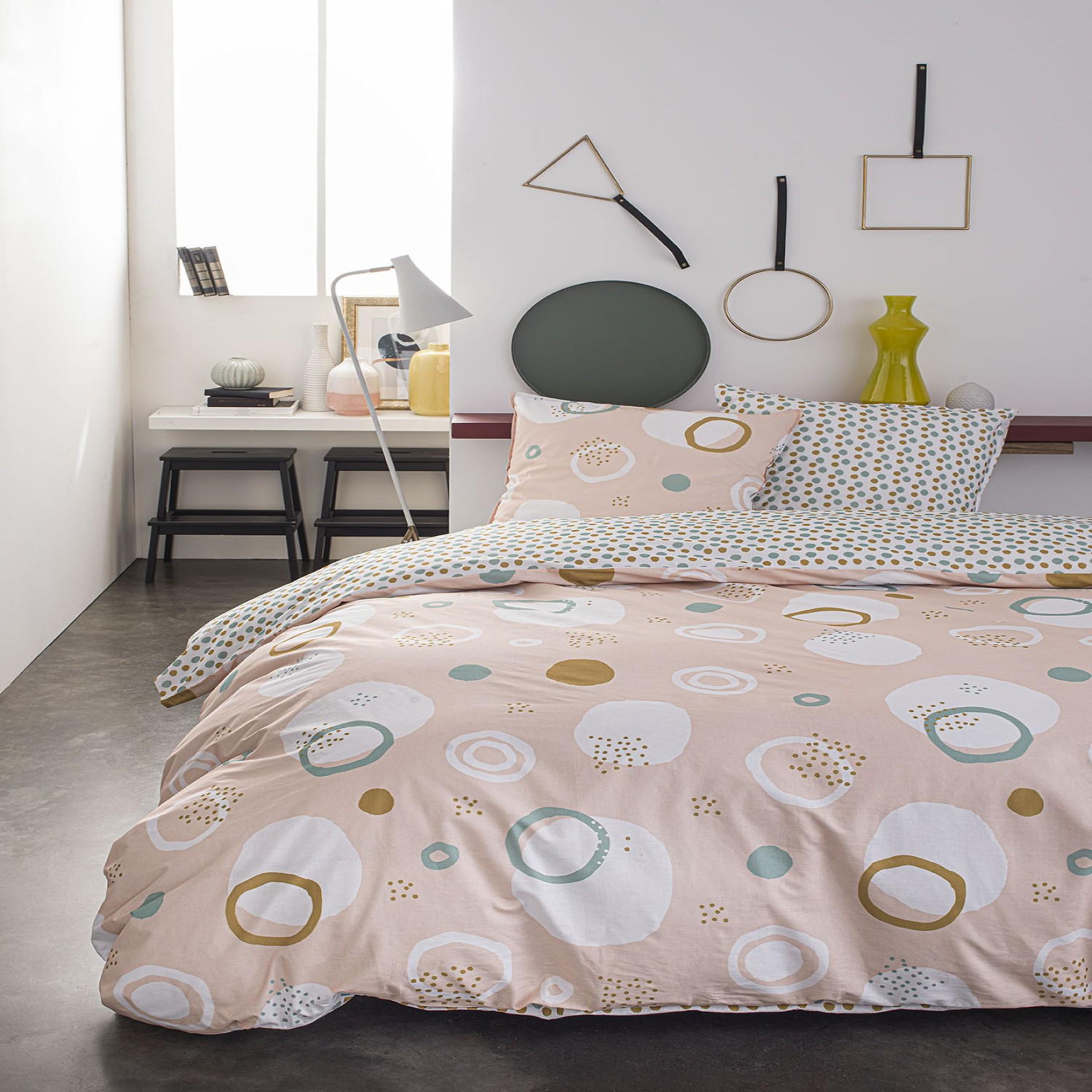 Home collection Parure housse de couette revers. 100% coton 57filssunshine. Coloris disponibles : Rose