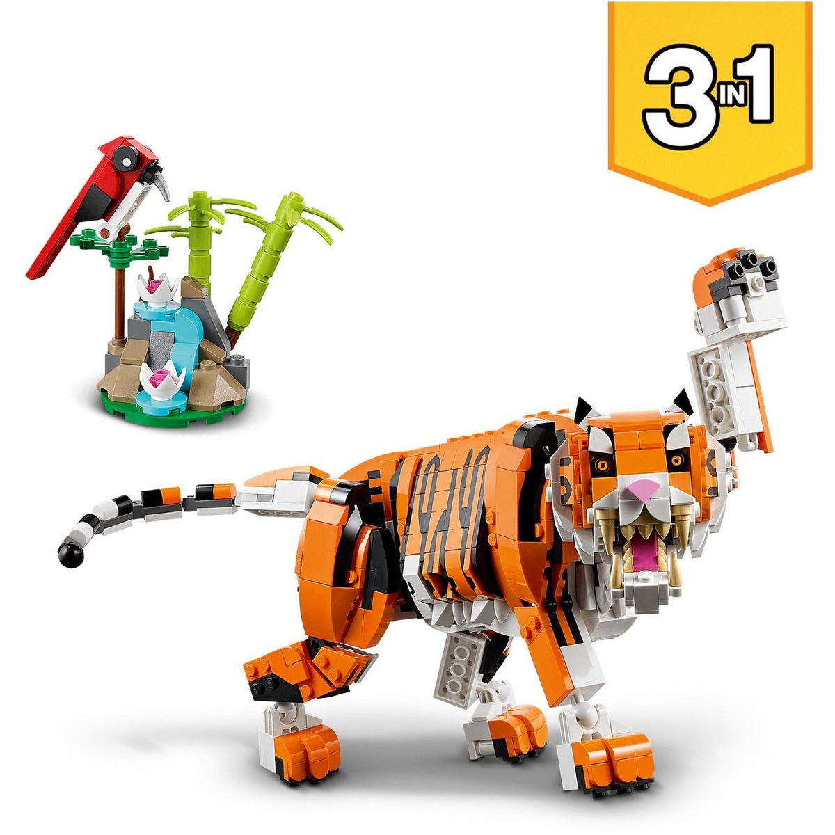 LEGO Creator 3 en 1 31129 Sa Majesté le Tigre, Jouet pour Filles et Garçons dès 9 Ans