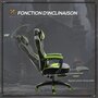 Voir la diapositive 4 : VINSETTO Vinsetto Fauteuil de bureau gamer style baquet racing - pivotant, inclinable - coussin lombaire, tétière, repose-pieds inclus - revêtement synthétique vert noir