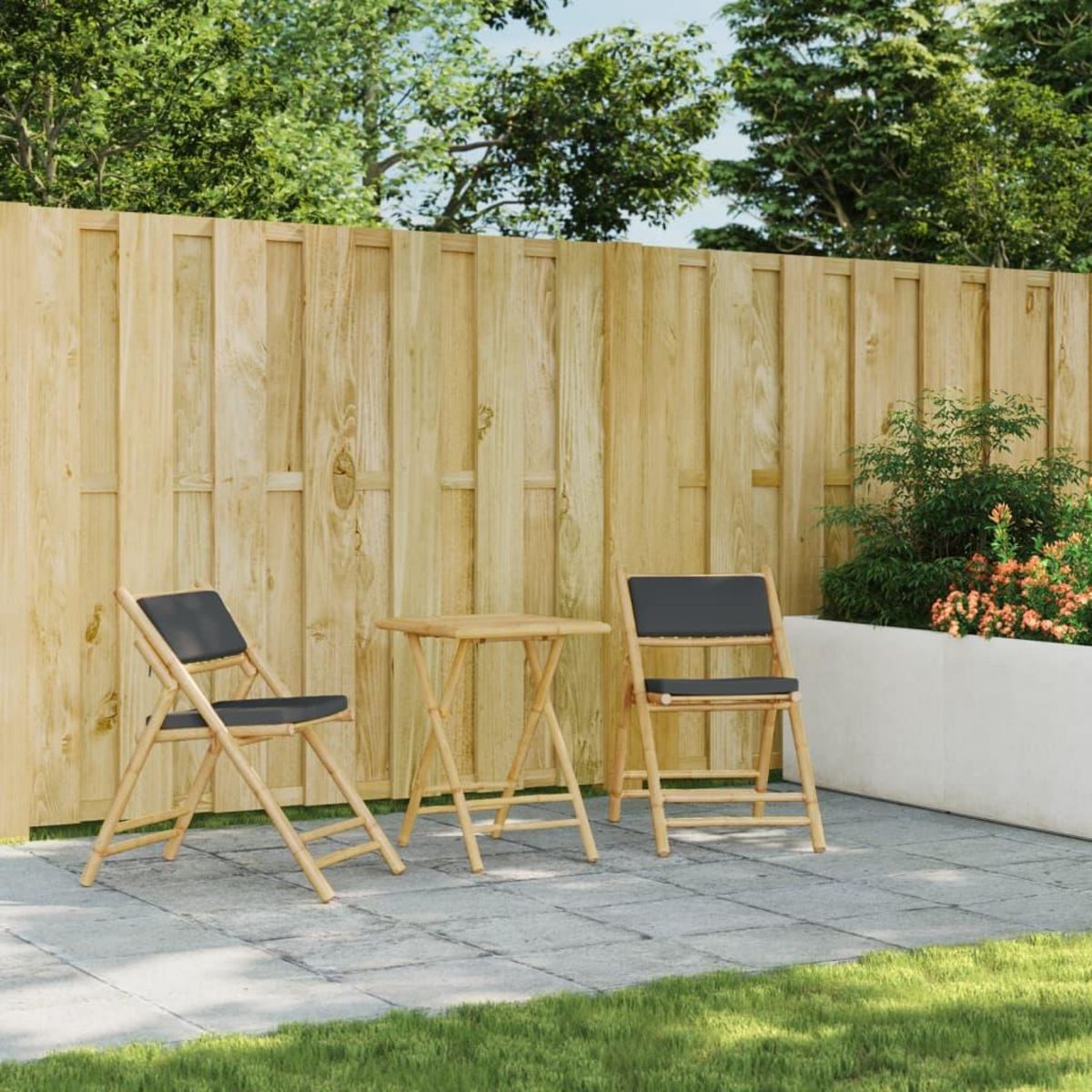 VIDAXL Table de jardin pliable 55x55x75 cm bambou