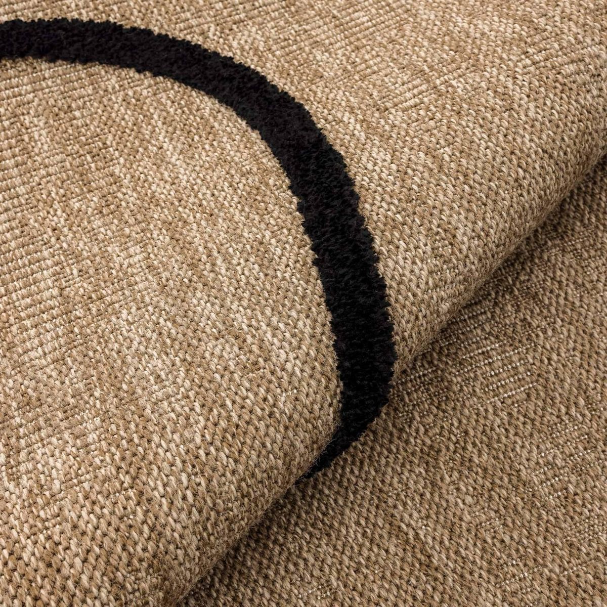 SWEEEK Tapis intérieur effet jute THOMAS, motif graphique en relief noir