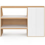 Voir la diapositive 3 : ID MARKET Ensemble étagère 2 niveaux + armoire 2 portes sous pente TOMI hêtre et blanc