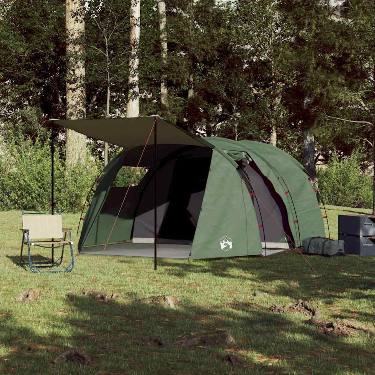 VIDAXL Tente de camping tunnel 4 personnes vert impermeable