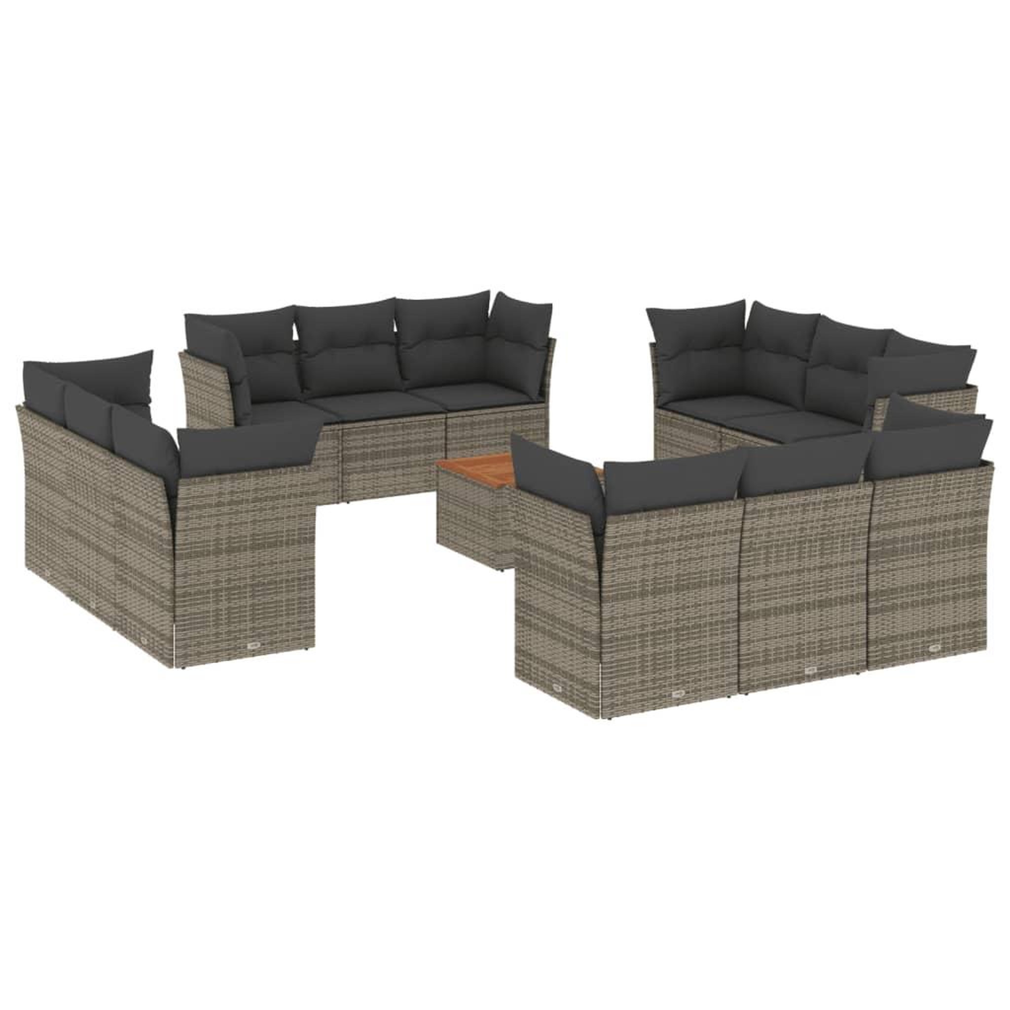 Voir la diapositive 2 : VIDAXL Salon de jardin avec coussins 13 pcs gris resine tressee