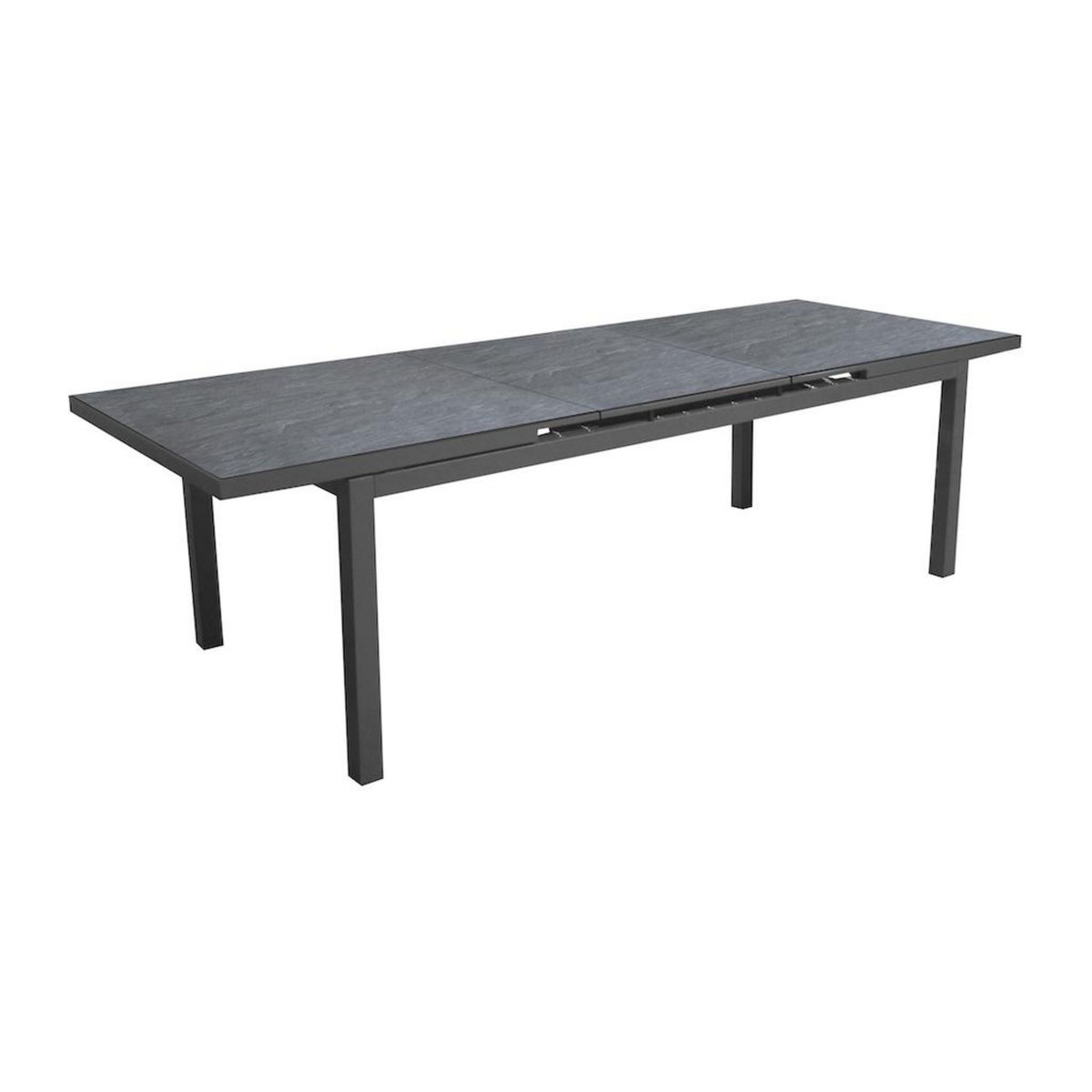 Proloisirs Table extensible - TERAMO - Aluminium époxy graphite - Plateau à lames HPL ardoise 6 mm - 180/240 x 90 cm