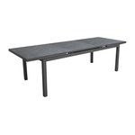 Proloisirs Table extensible - TERAMO - Aluminium époxy graphite - Plateau à lames HPL ardoise 6 mm - 180/240 x 90 cm