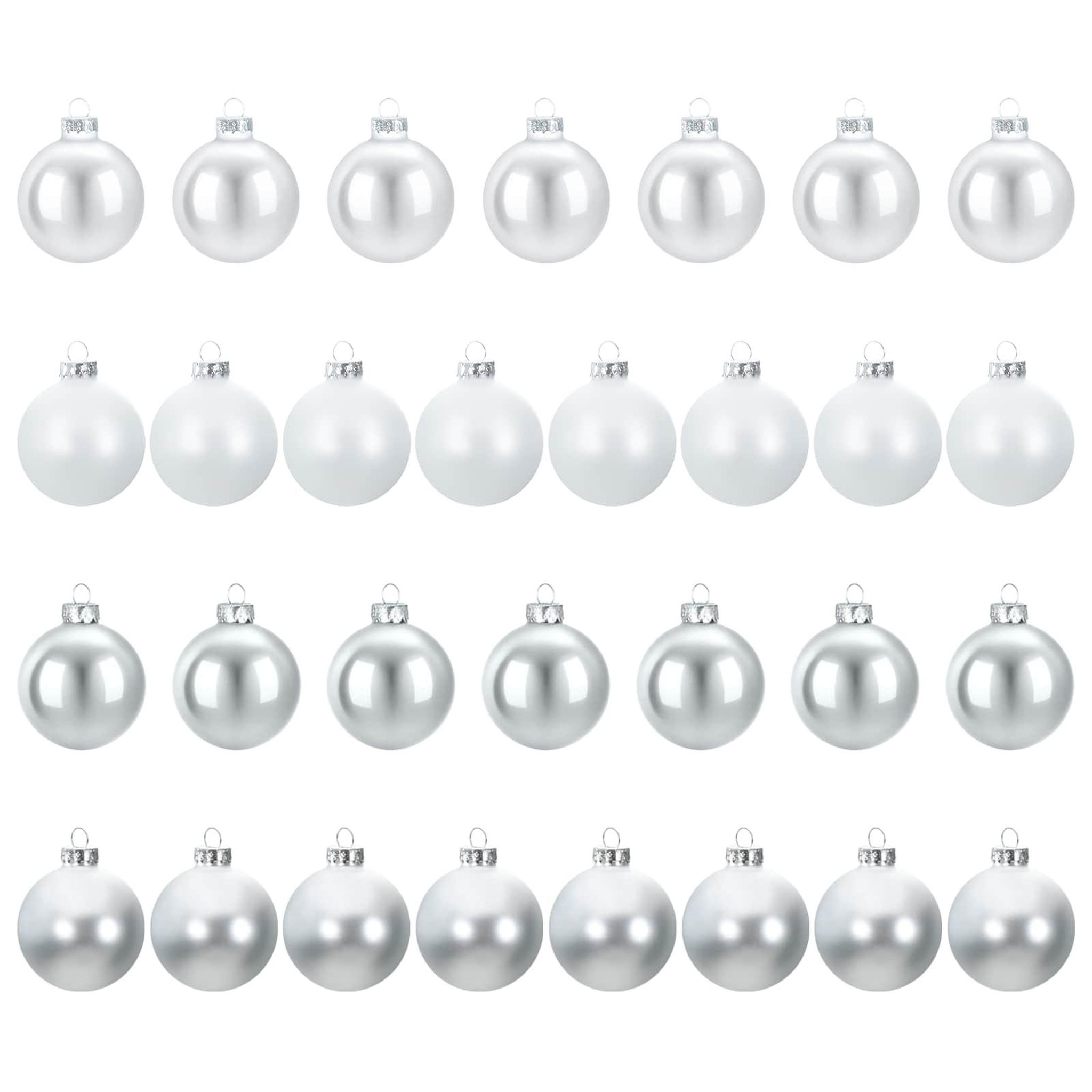VIDAXL Ensemble de boules de Noël 30 pc Argente et blanc 6 cm