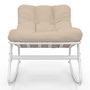 Voir la diapositive 3 : ID MARKET Lot de 2 fauteuils de jardin à bascule ARONA blanc coussin beige