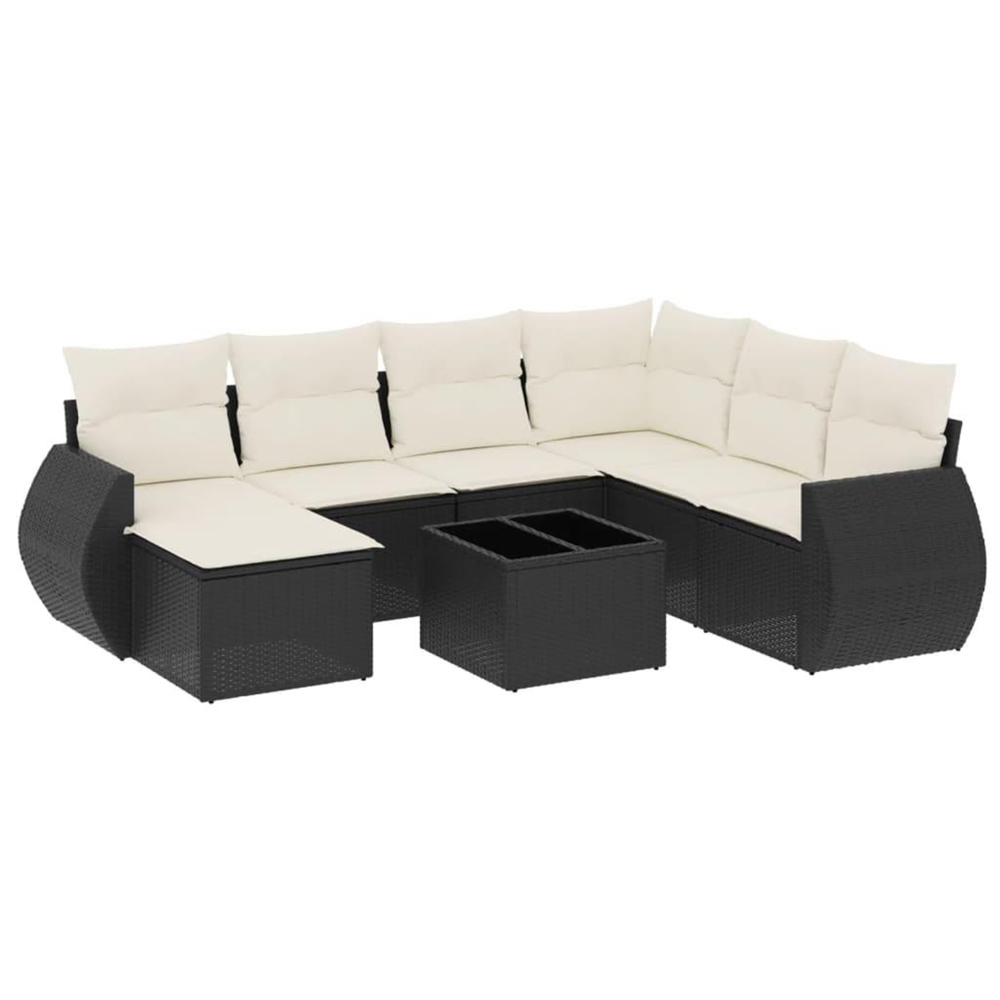 Voir la diapositive 2 : VIDAXL Salon de jardin 8 pcs avec coussins noir resine tressee