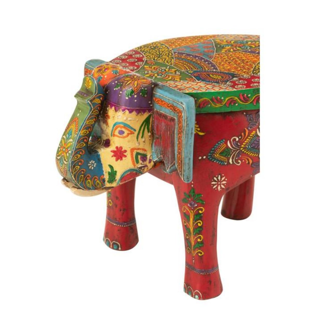 Paris Prix Tabouret Éléphant en Bois  Delhi  35cm Multicolore