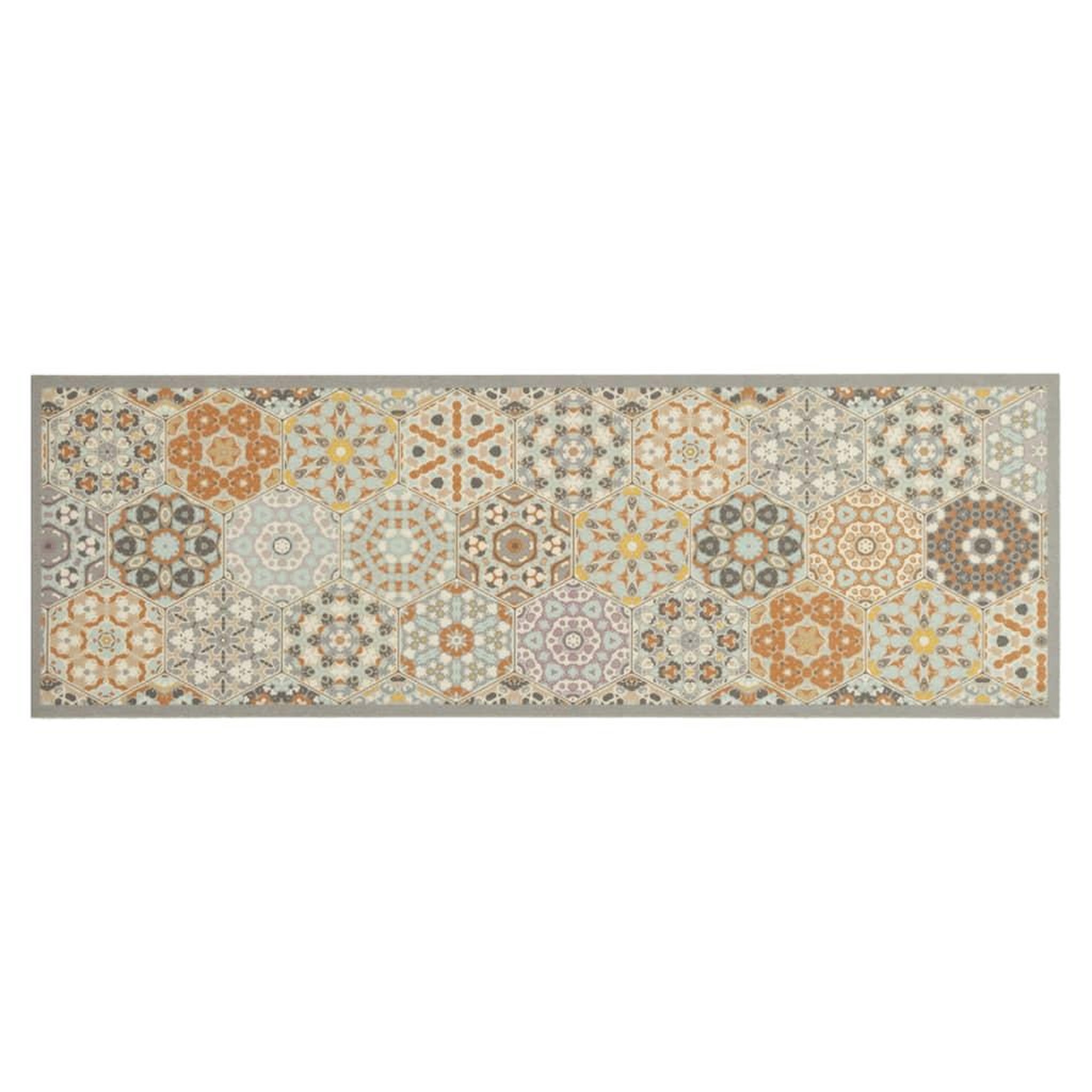 Voir la diapositive 2 : VIDAXL Tapis de cuisine lavable impression pastel hexagonale 60x180 cm