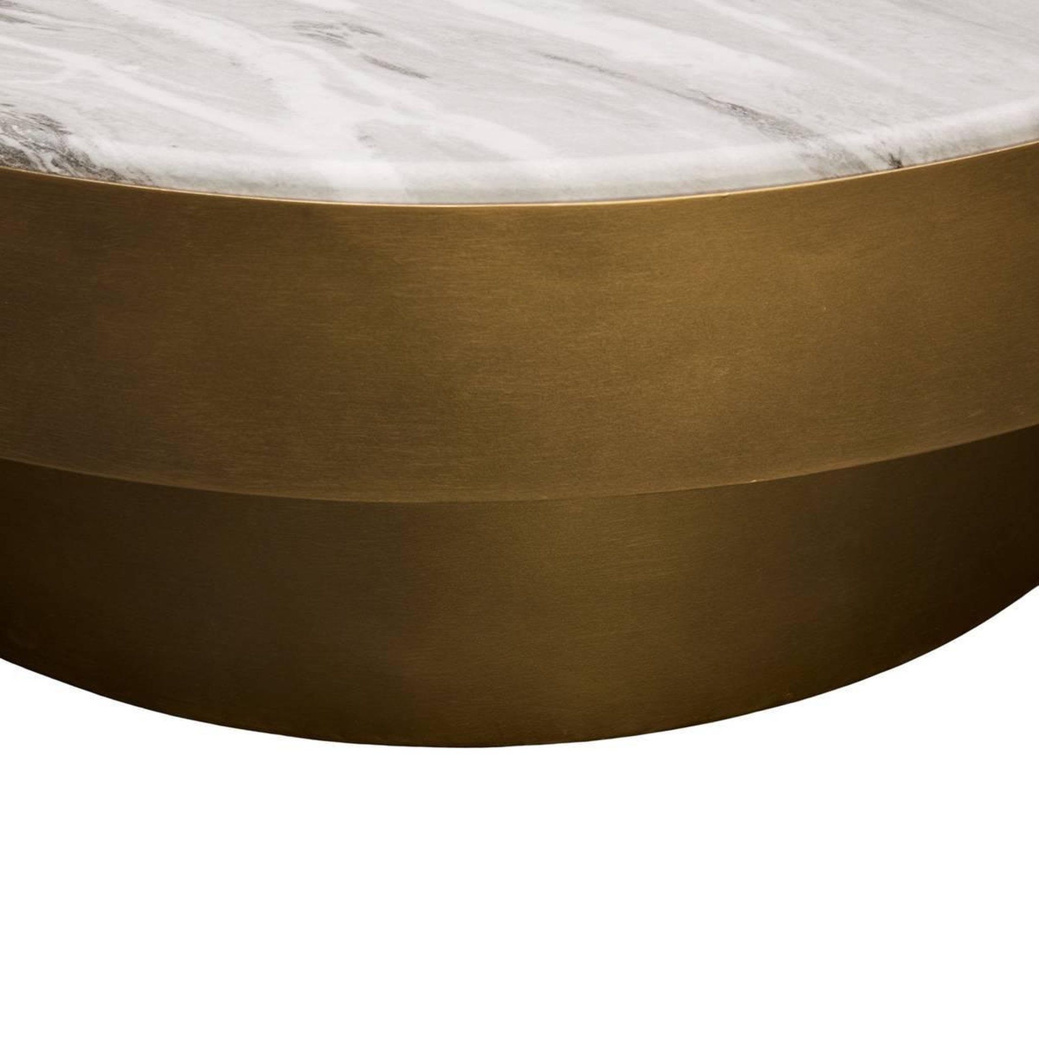 Voir la diapositive 3 : ATMOSPHERA Table basse effet marbre  barrel  80cm doré