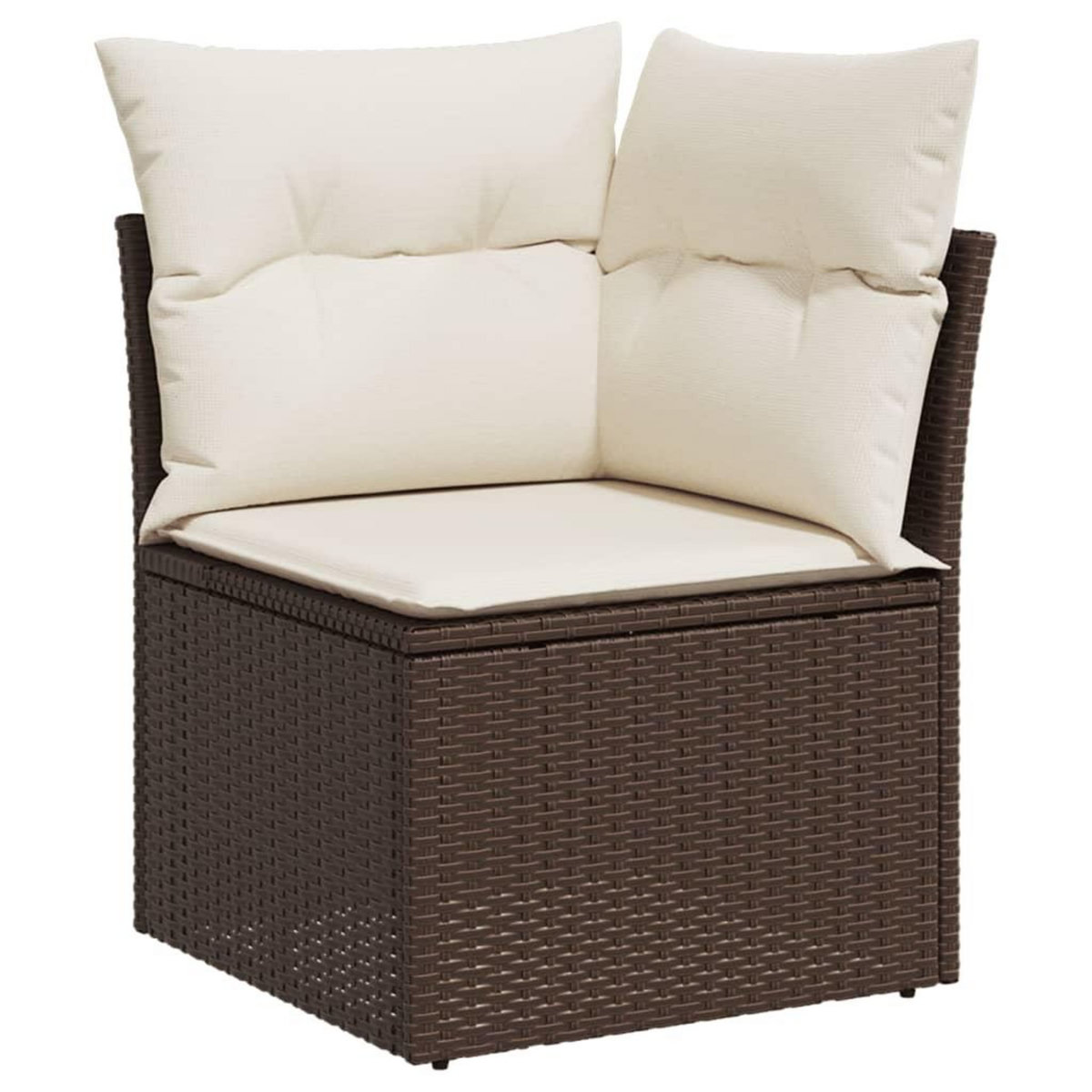 VIDAXL Salon de jardin avec coussins 7 pcs marron resine tressee