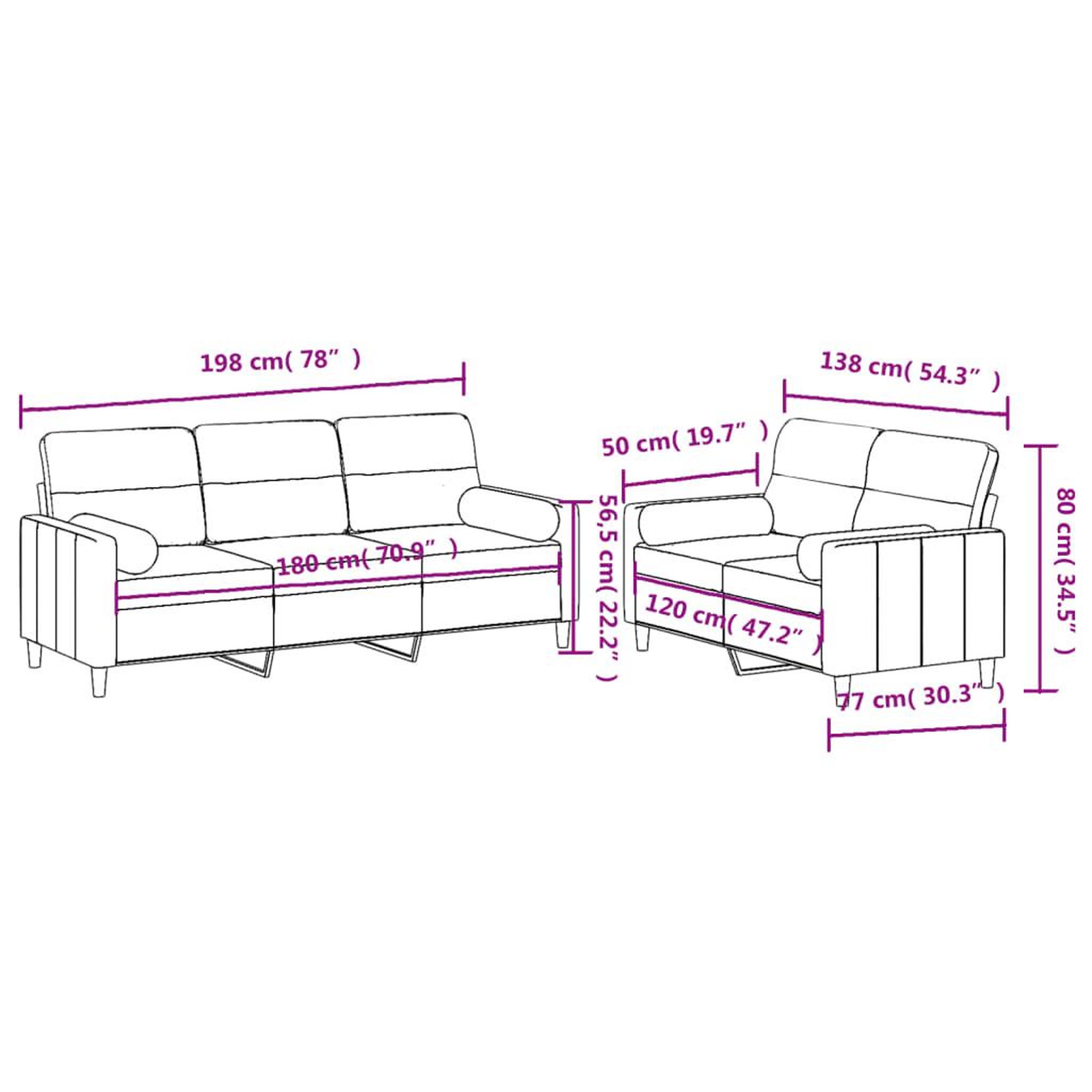 Voir la diapositive 6 : VIDAXL Ensemble de canapes 2 pcs avec coussins marron tissu