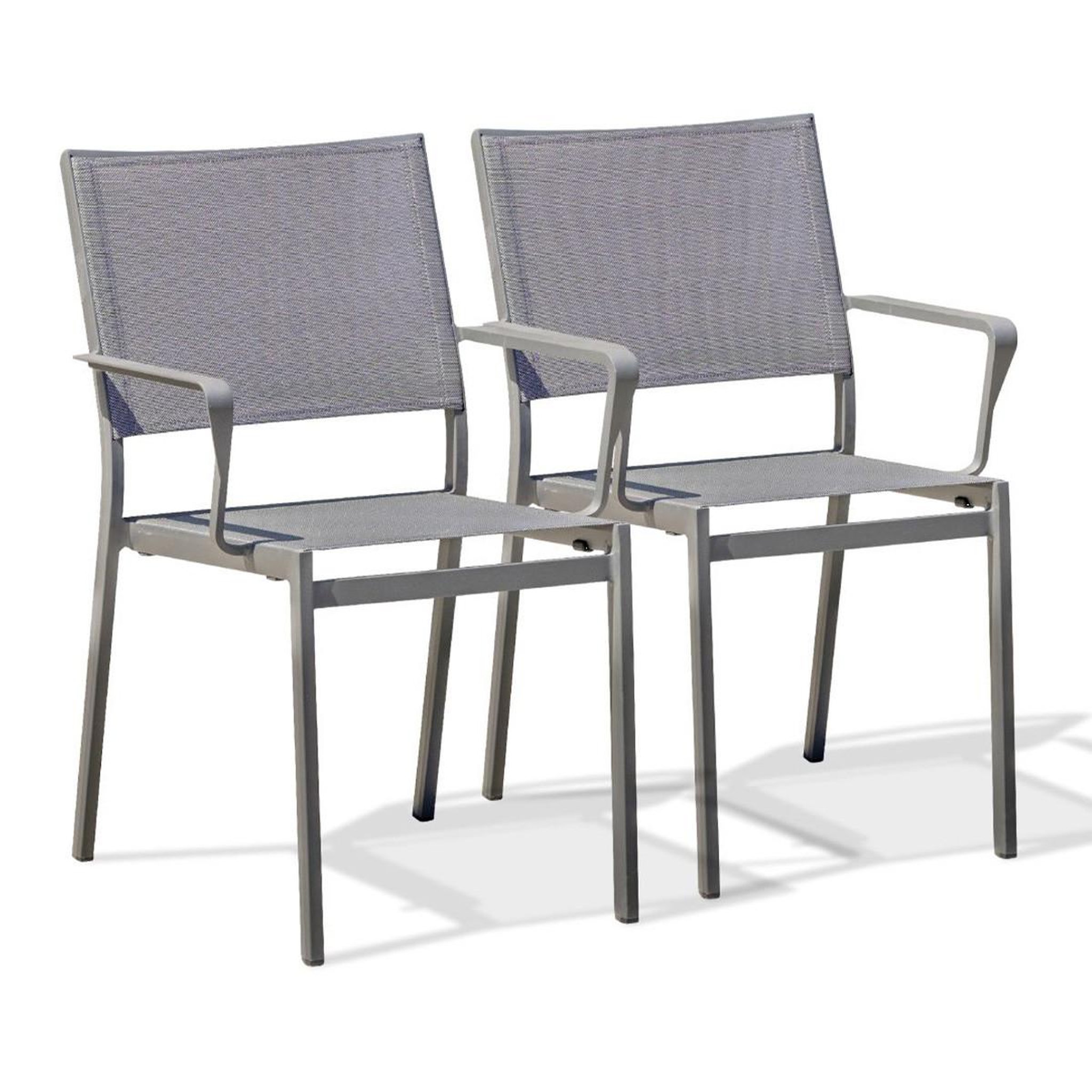 DCB GARDEN Lot de 2 Fauteuils de Jardin Empilables  Stockholm  84cm Gris Anthracite