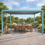 Voir la diapositive 2 : CONCEPT USINE Pergola bioclimatique structure et lames orientables en aluminium vert 4x3m RHODES
