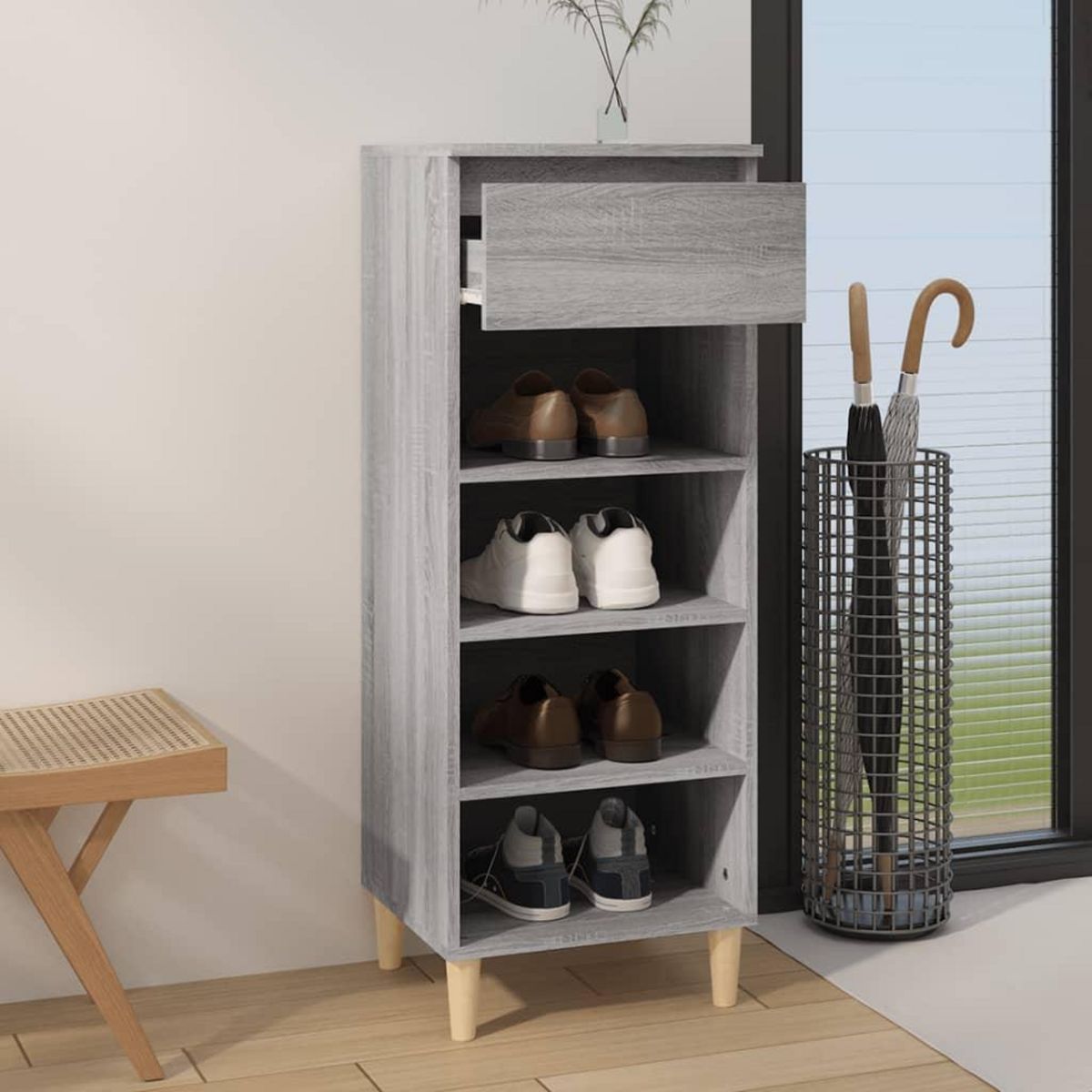 VIDAXL Armoire a chaussures Sonoma gris 40x36x105 cm Bois d'ingenierie
