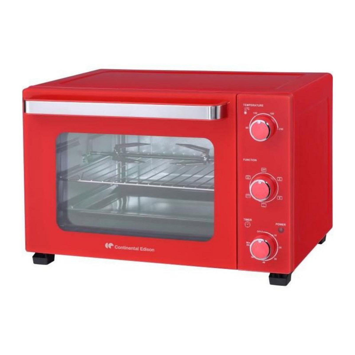 CONTINENTAL EDISON CONTINENTAL EDISON CEMF35R - Minifour electrique 35L rouge  - 1500W - Rotissoire, Convection naturelle