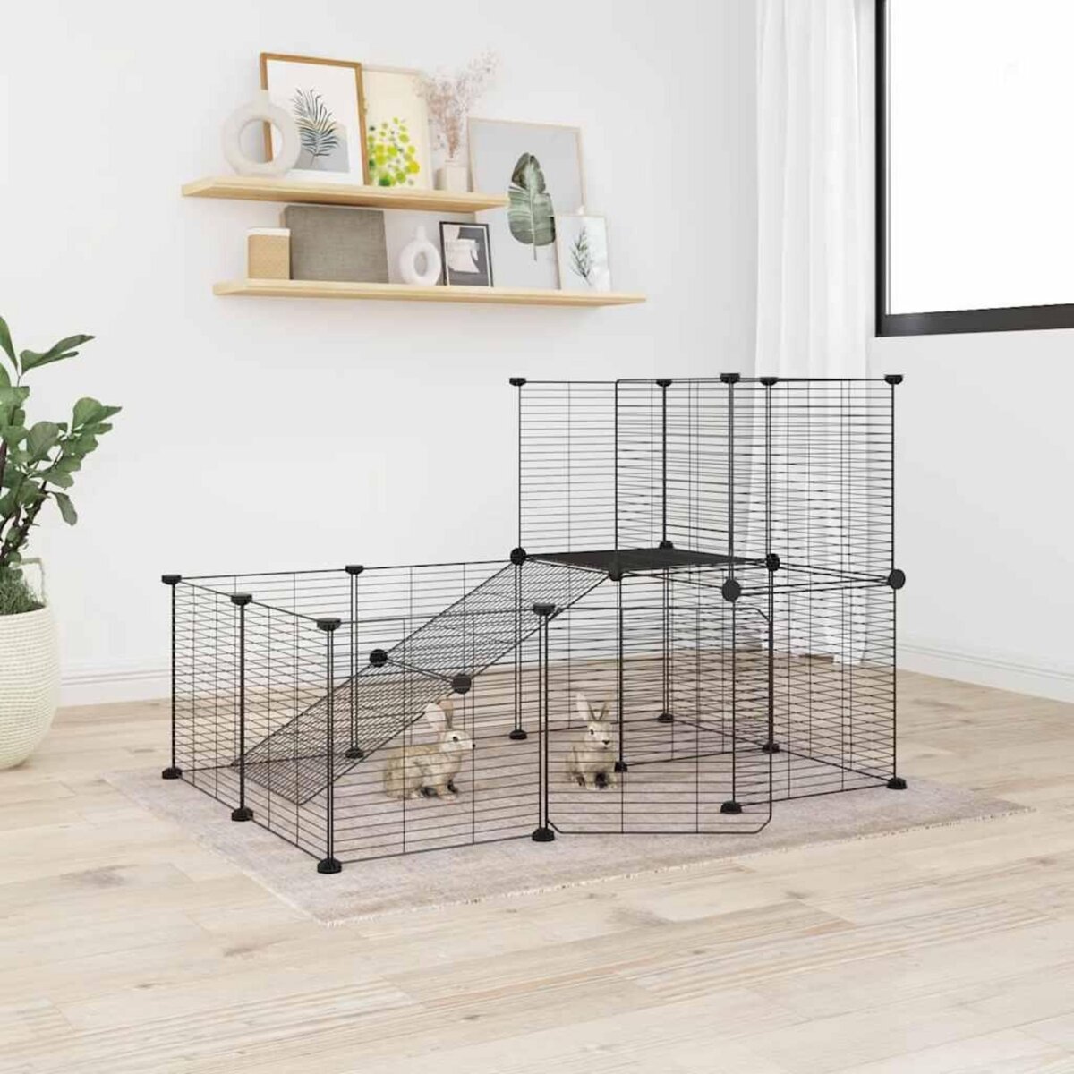 VIDAXL Cage animaux de compagnie a 20 panneaux et porte Noir 35x35 cm