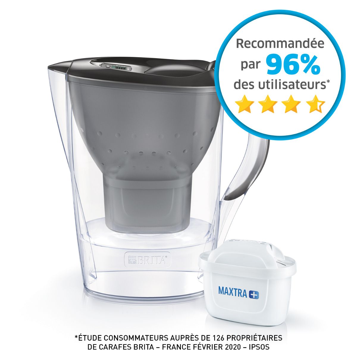 BRITA Carafe filtrante Marella graphite 1 filtre MAXTRA+ inclus              