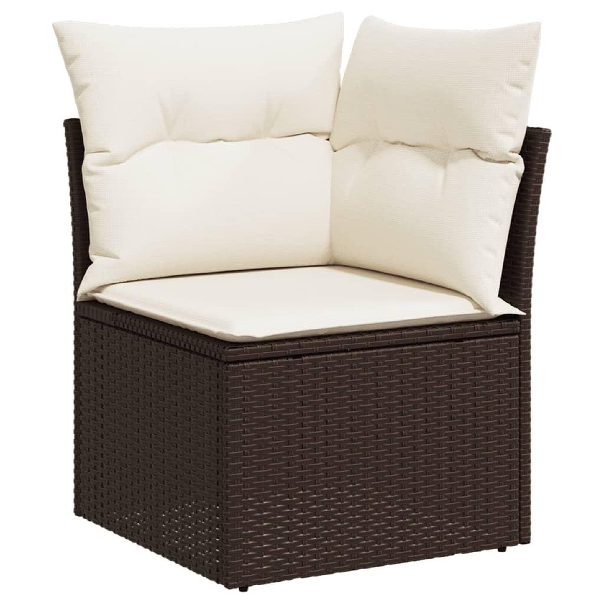Voir la diapositive 2 : VIDAXL Canape d'angle de jardin avec coussins marron resine tressee