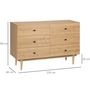 Voir la diapositive 3 : HOMCOM Commode vintage 6 tiroirs coulissants piètement bois de pin panneaux aspect bois de teck