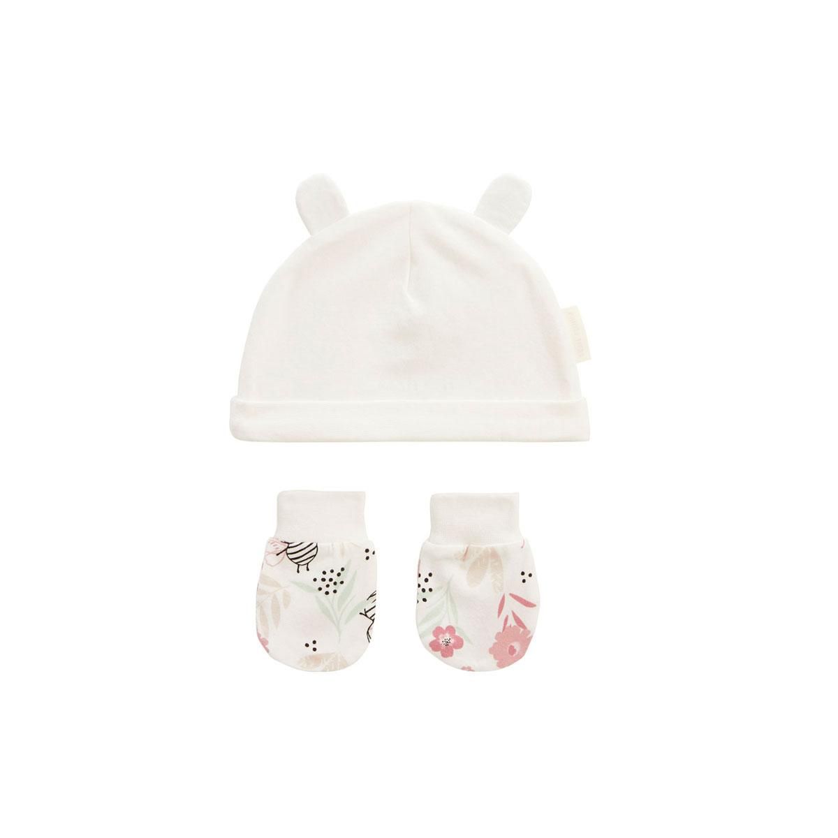 Petit Béguin Bonnet bébé et moufles anti-griffures Mya