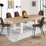 Voir la diapositive 2 : ID MARKET Table à manger extensible rectangle PHOENIX 4-8 personnes bois et blanc 160-200 cm
