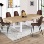 Voir la diapositive 2 : ID MARKET Table à manger extensible rectangle PHOENIX 4-8 personnes bois et blanc 160-200 cm