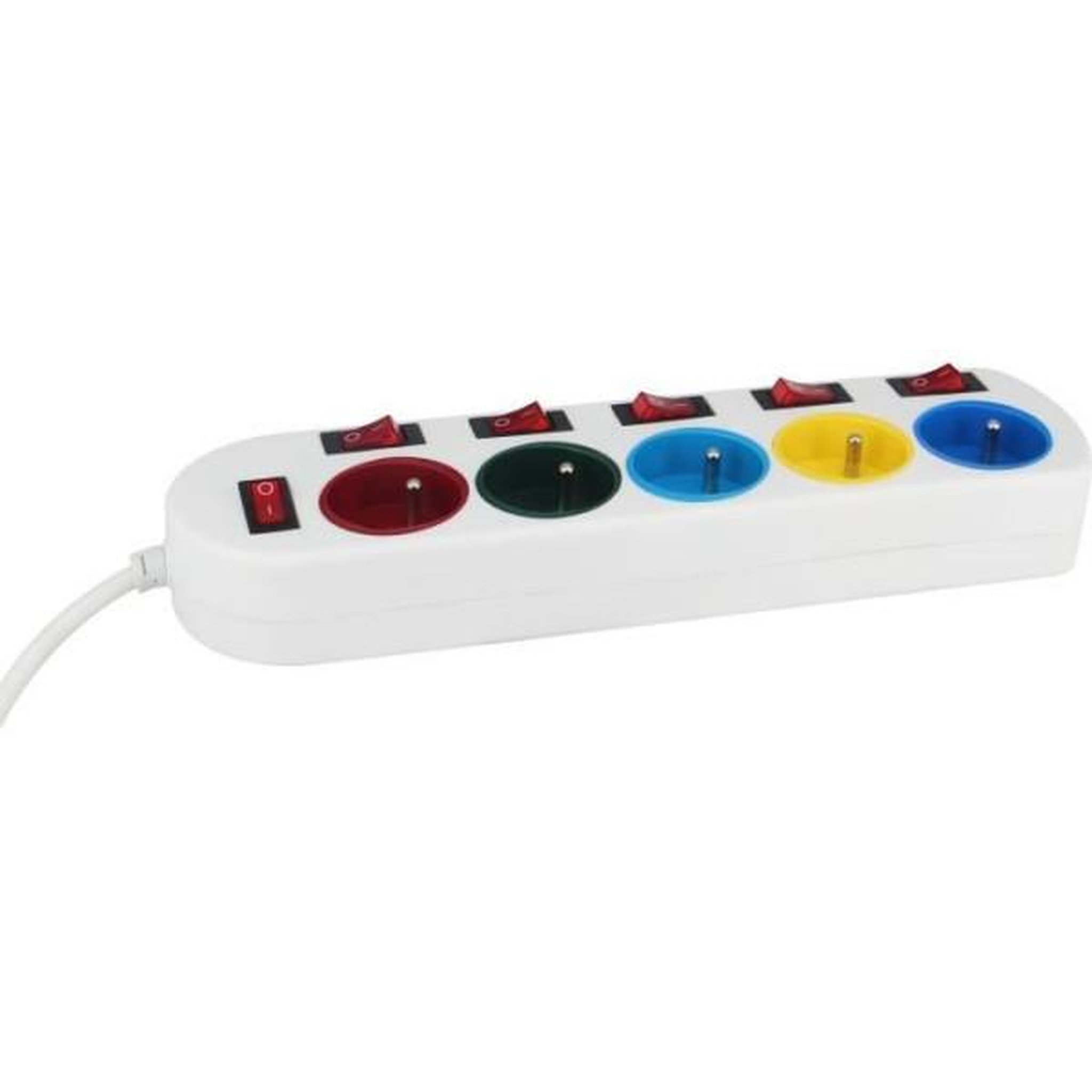 Voir la diapositive 1 : MARKET24 Bloc multiprise - gao - 5 prises - avec interrupteurs, 16a, 230v
