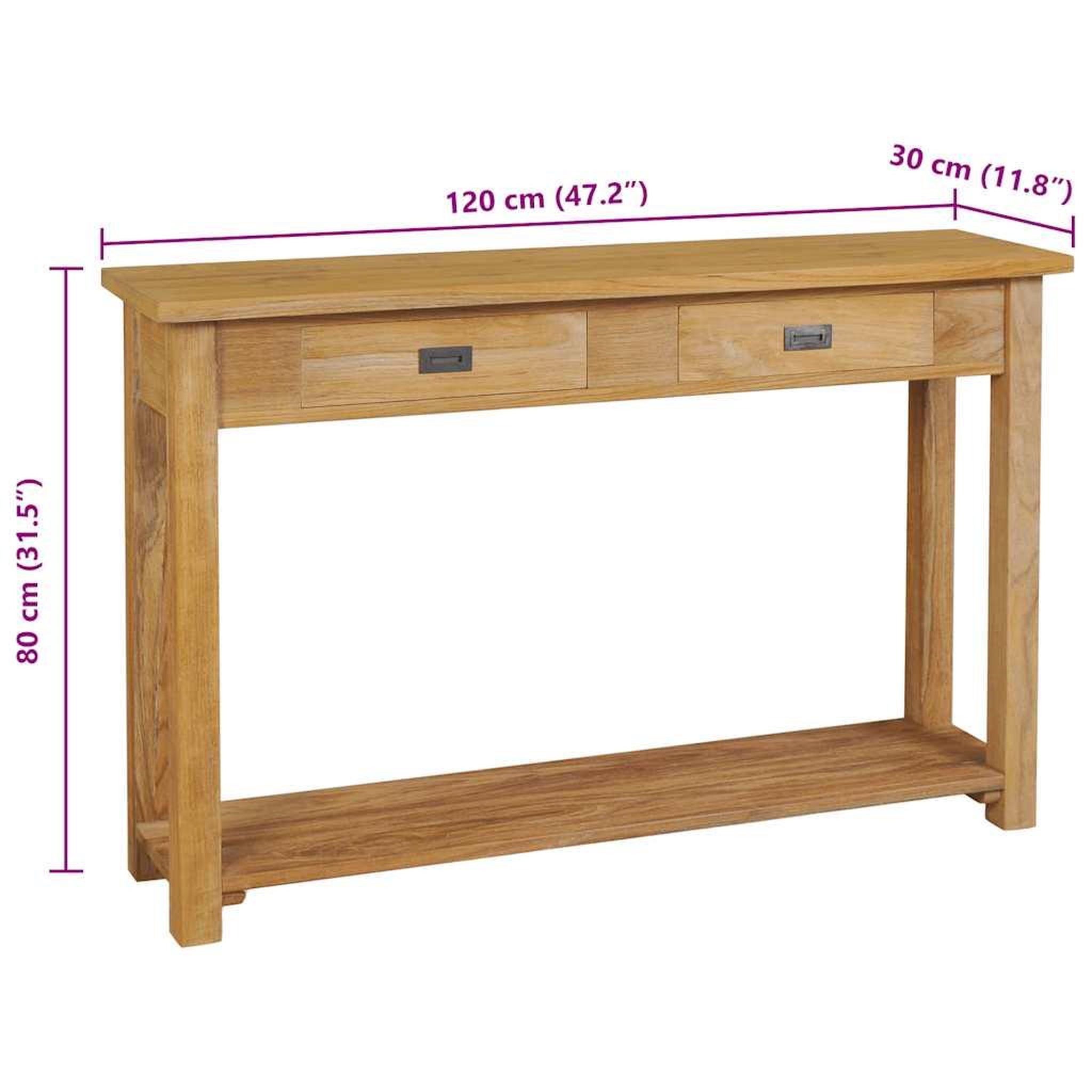 Voir la diapositive 6 : VIDAXL Table console teck massif 120x30x80 cm