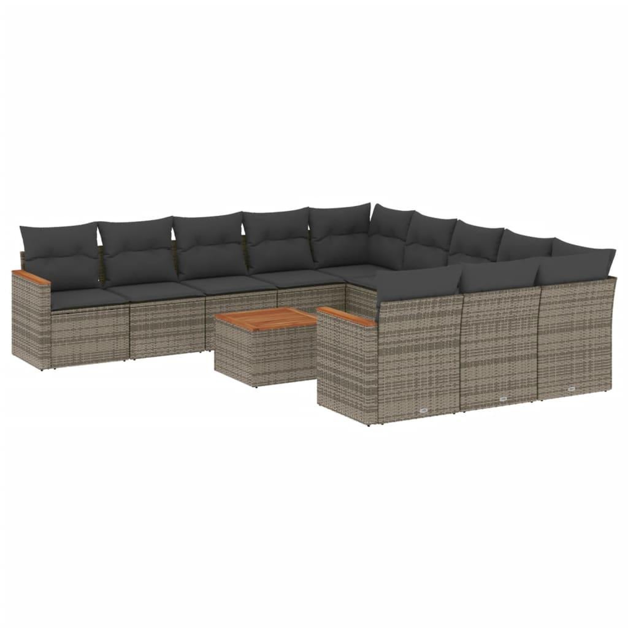 Voir la diapositive 2 : VIDAXL Salon de jardin avec coussins 12 pcs gris resine tressee