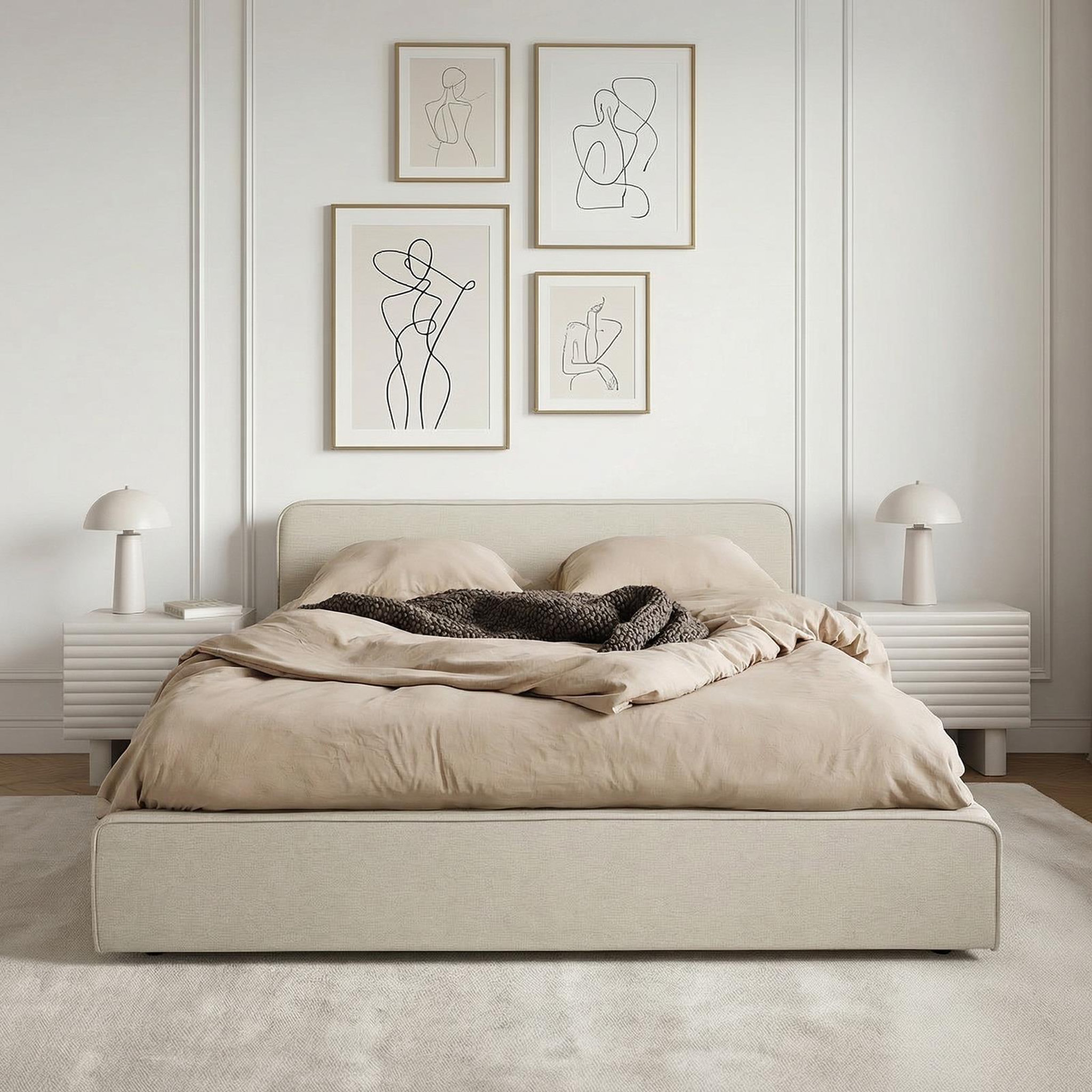 Voir la diapositive 3 : IDIMEX Lit double BELARTI 140 x 190 cm, revêtement en tissu
